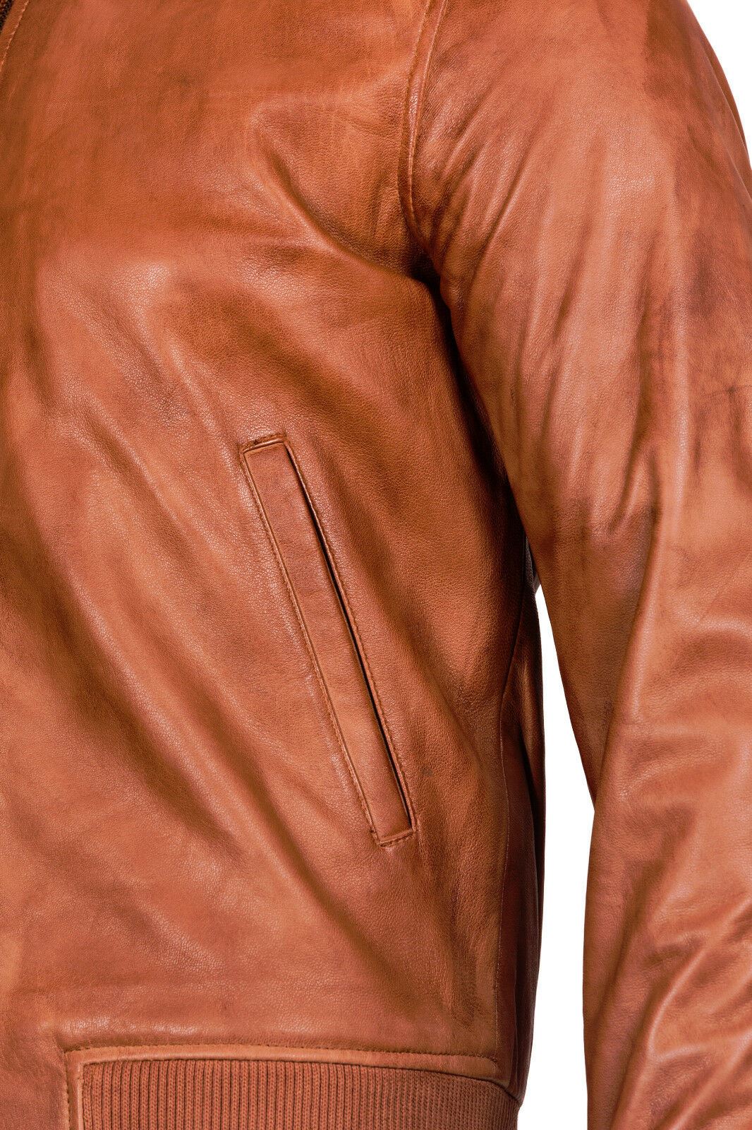Mens Varsity Leather Bomber Jacket-Camelford - Upperclass Fashions