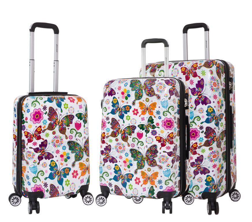 Hard Shell Printed Dual 4 Wheel Luggage Suitcase