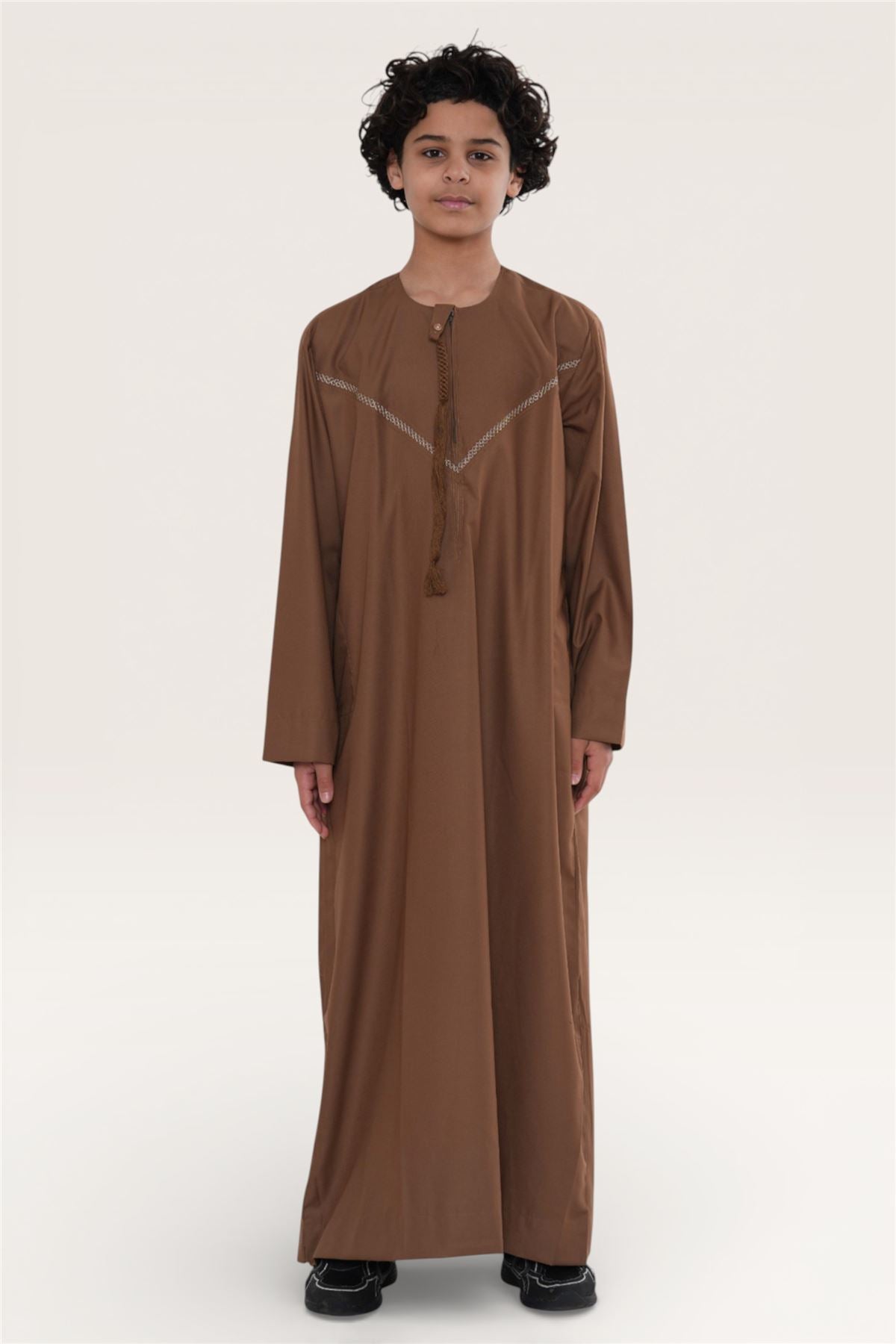 Kids Boys Moroccan Embroidered Djellaba Islamic Jubba Robe Tassel Ramadan Thobe