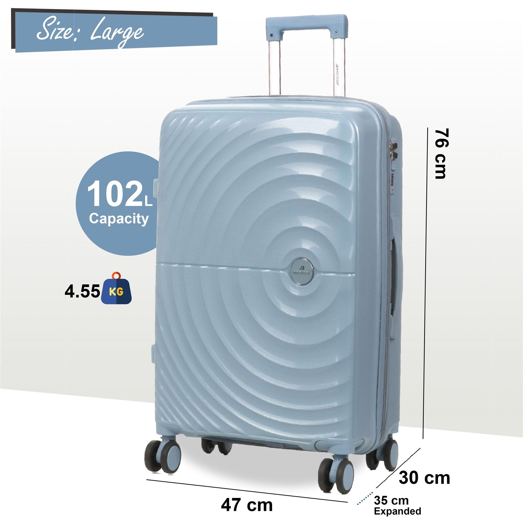 Balranald Large Hard Shell Suitcase in Sky Blue