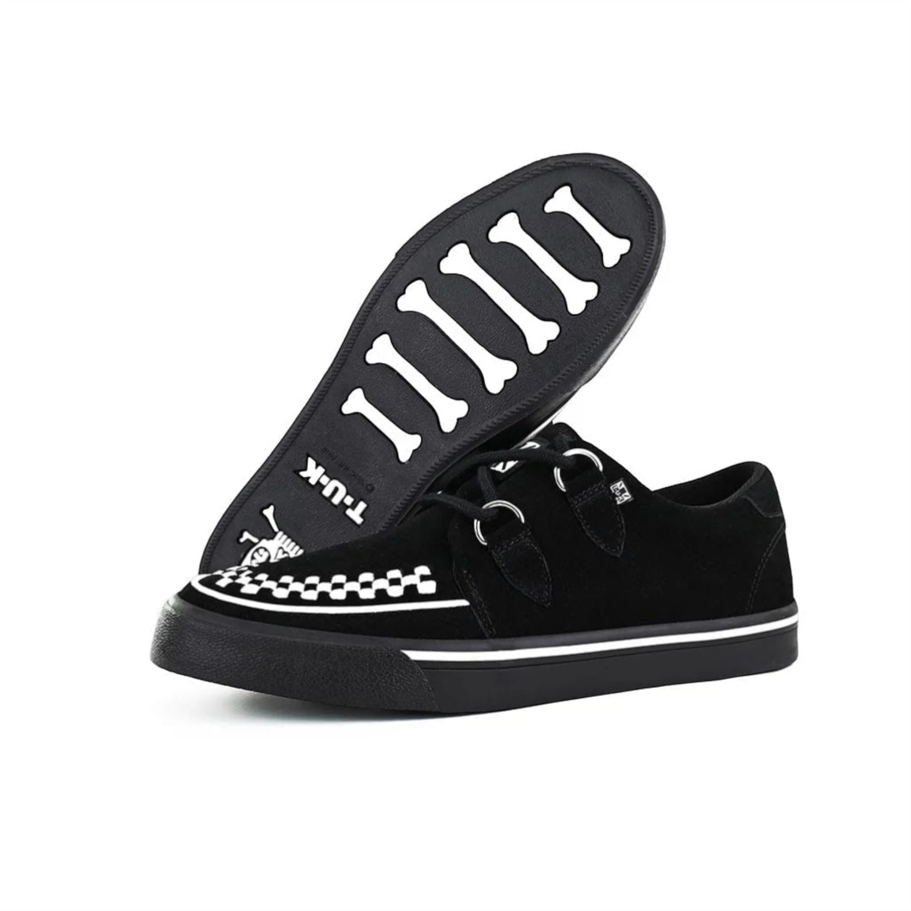 TUK Pointed Creeper Sneaker Black White Suede Platform Shoes - A9182