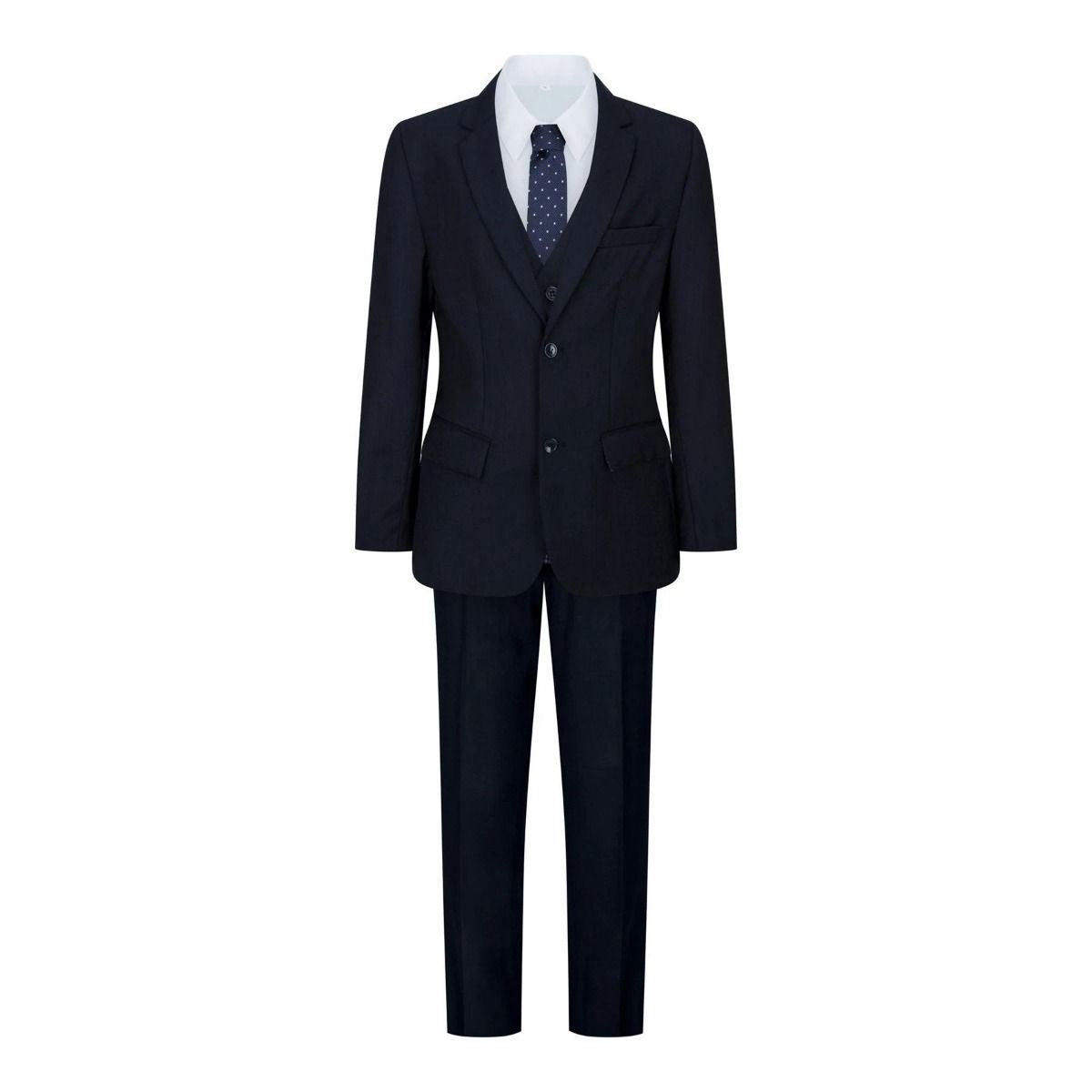 Boys 5 Piece Navy Blue Classic Suit