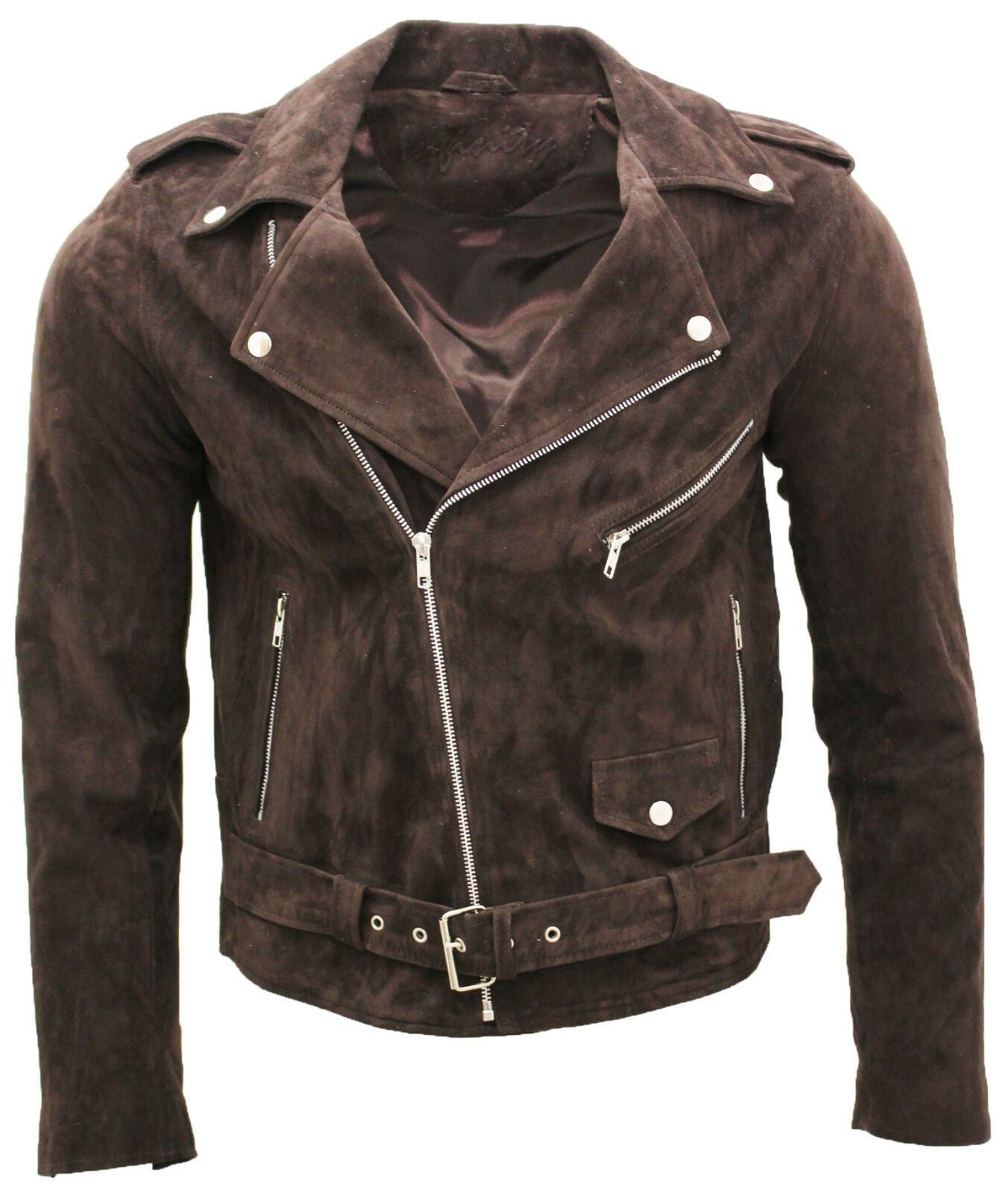 Mens Suede Leather Brando Biker Jacket-Stratford
