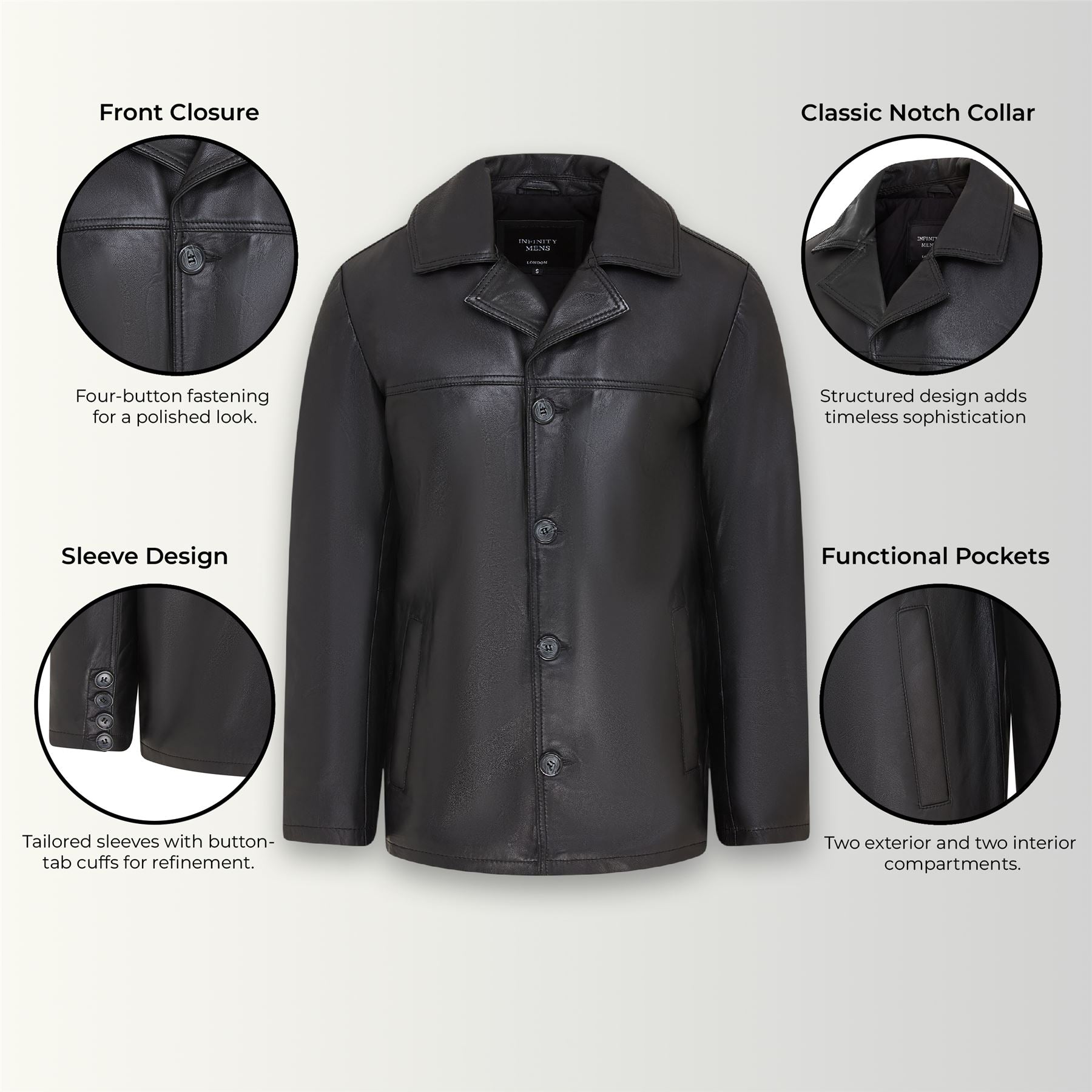 Men’s 4 Button Italian Leather Blazer Jacket - Loxton