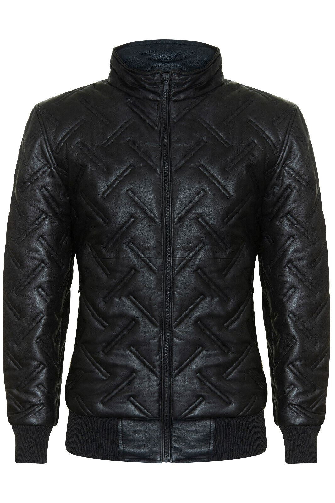 Mens Quilted Leather Bomber Jacket - Taunton - Upperclass Fashions 