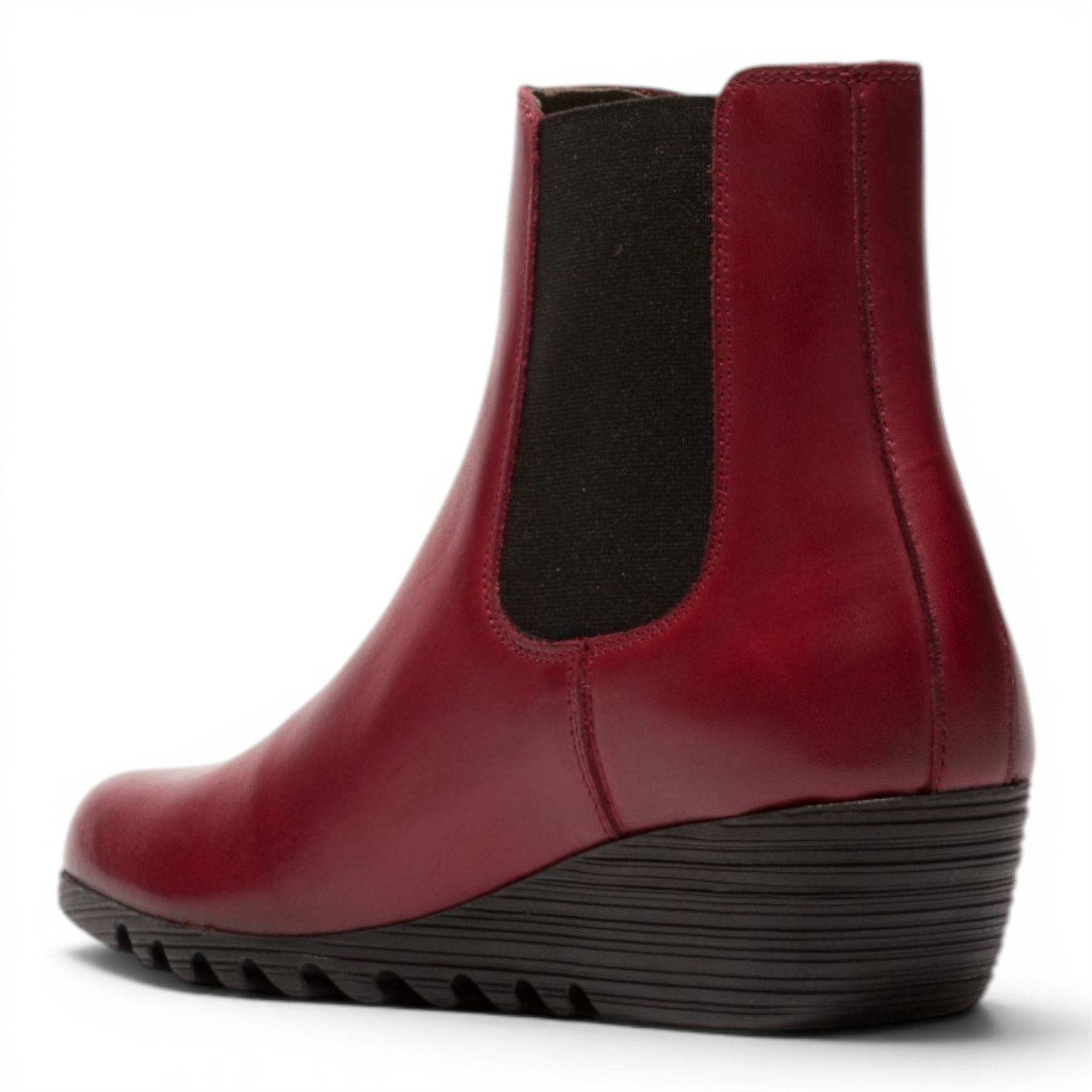 Fly London Womens Burgundy Red Leather Wedge Heel Chelsea Boots - ORFU496