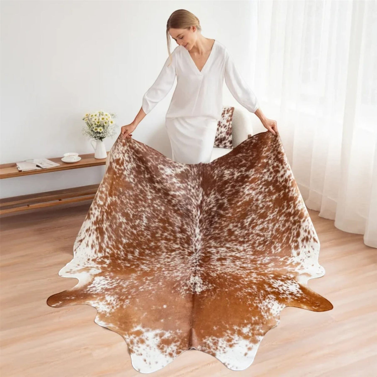 Genuine Cowhide Natural Leather Hairon Rug - Salt & Papper