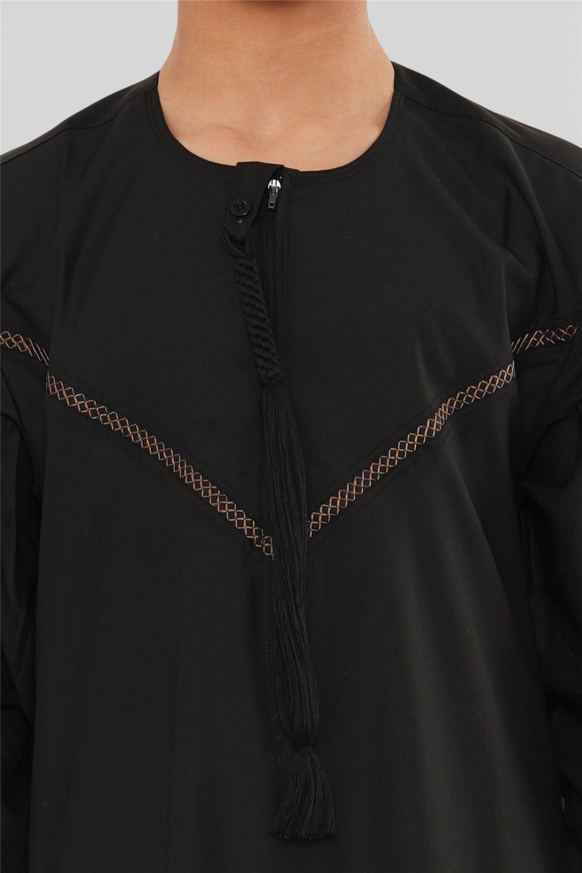 Kids Boys Moroccan Embroidered Djellaba Islamic Jubba Robe Tassel Ramadan Thobe