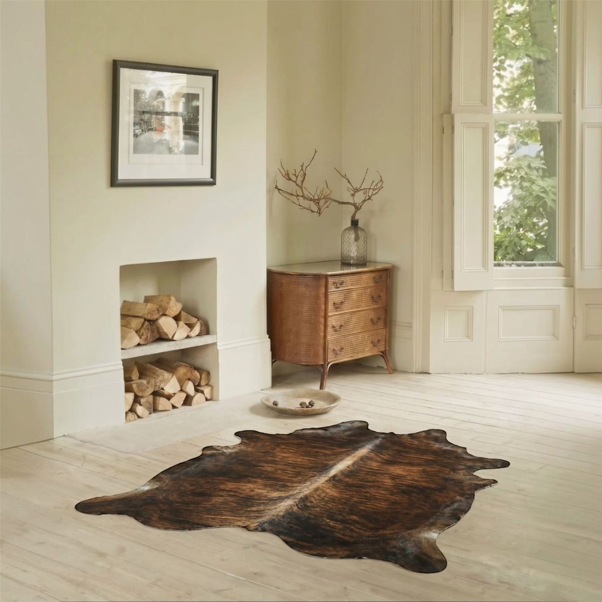 Natural Cow Leather Cowhide Hairon Rug - Dark Brindle