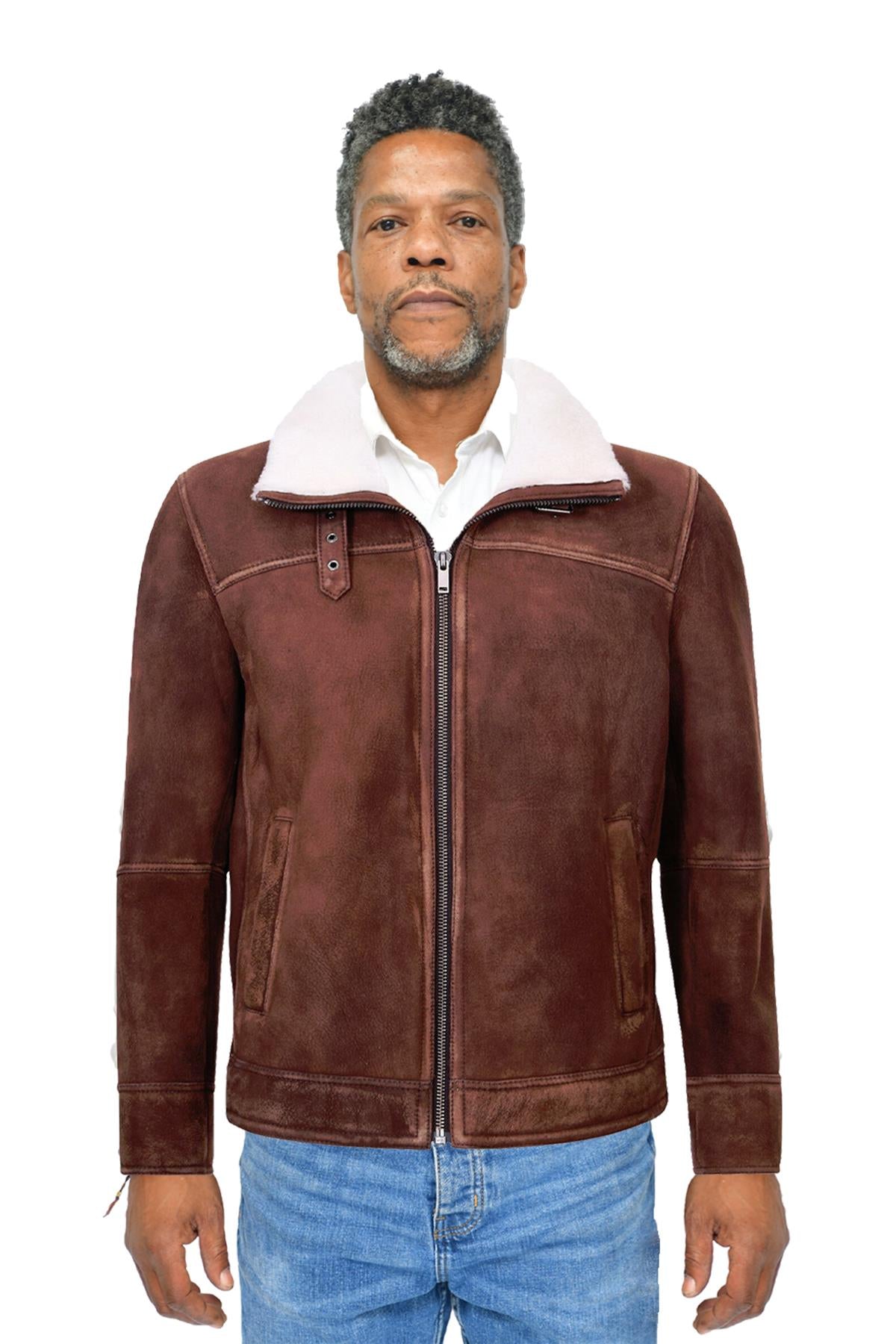 Mens Smooth Sheepskin Leather Jacket-Helston