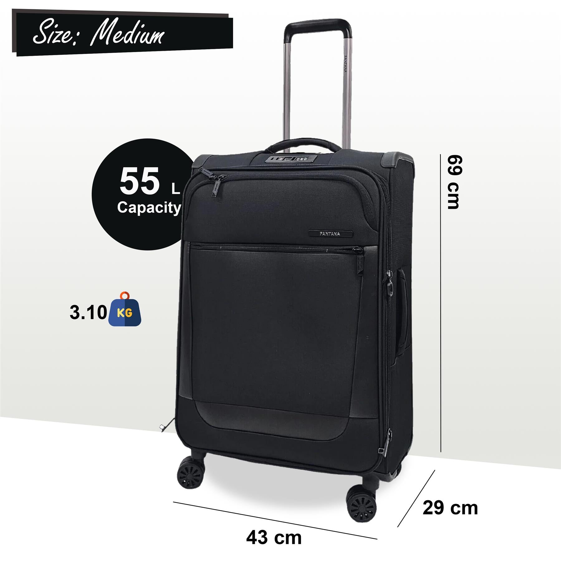 Lightweight 4 Wheel Luggage Suitcase