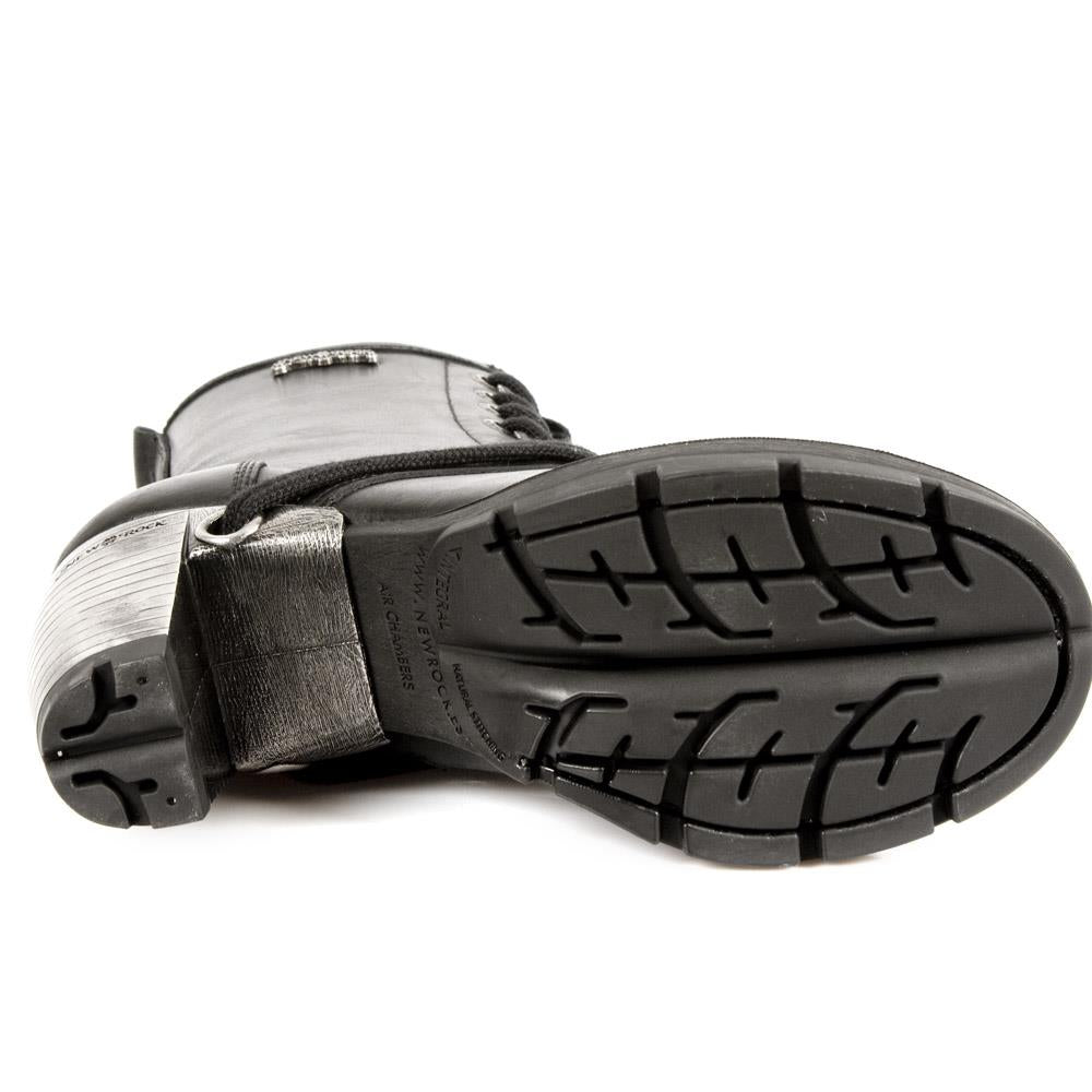 New Rock Ladies Black Leather Gothic Trail Boots- TR001-S1