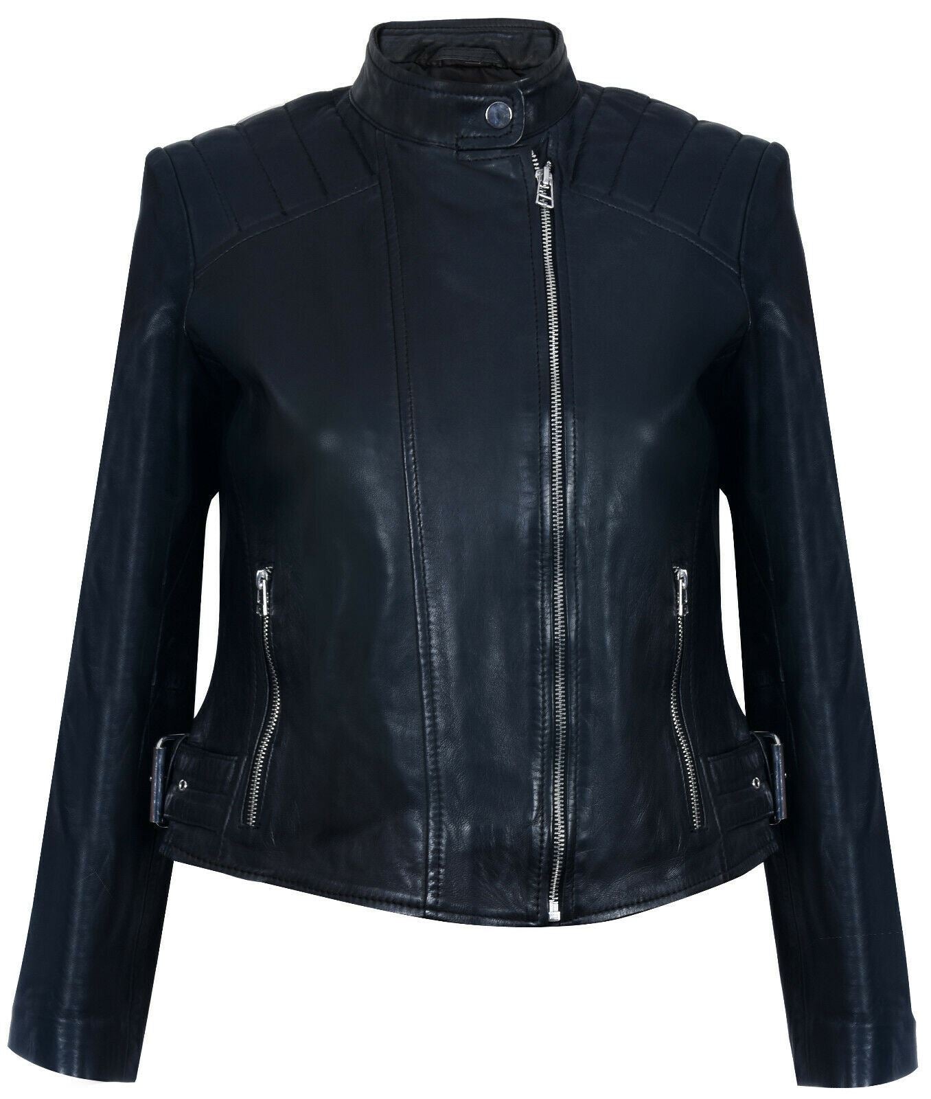 Womens Vintage Leather Biker Jacket-Marlow
