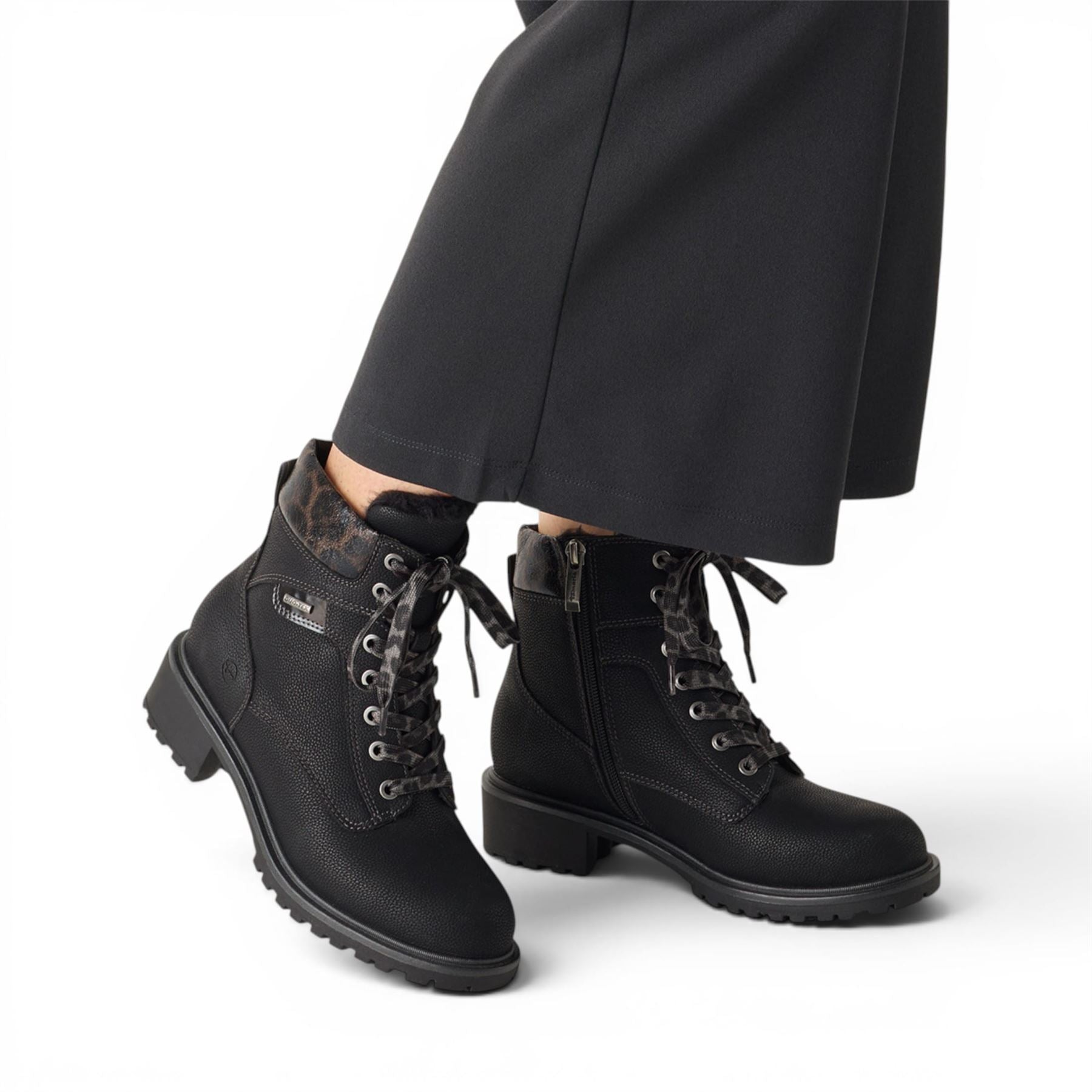 Tamaris Women’s Black Warm Lace-Up Winter Outdoor Ankle Boots - 26266-43