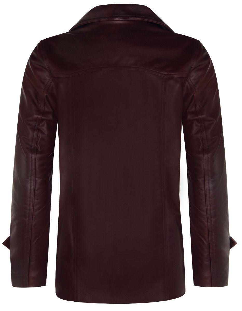 Mens Vintage Trench-Inspired Crombie Leather Overcoat-Ealing