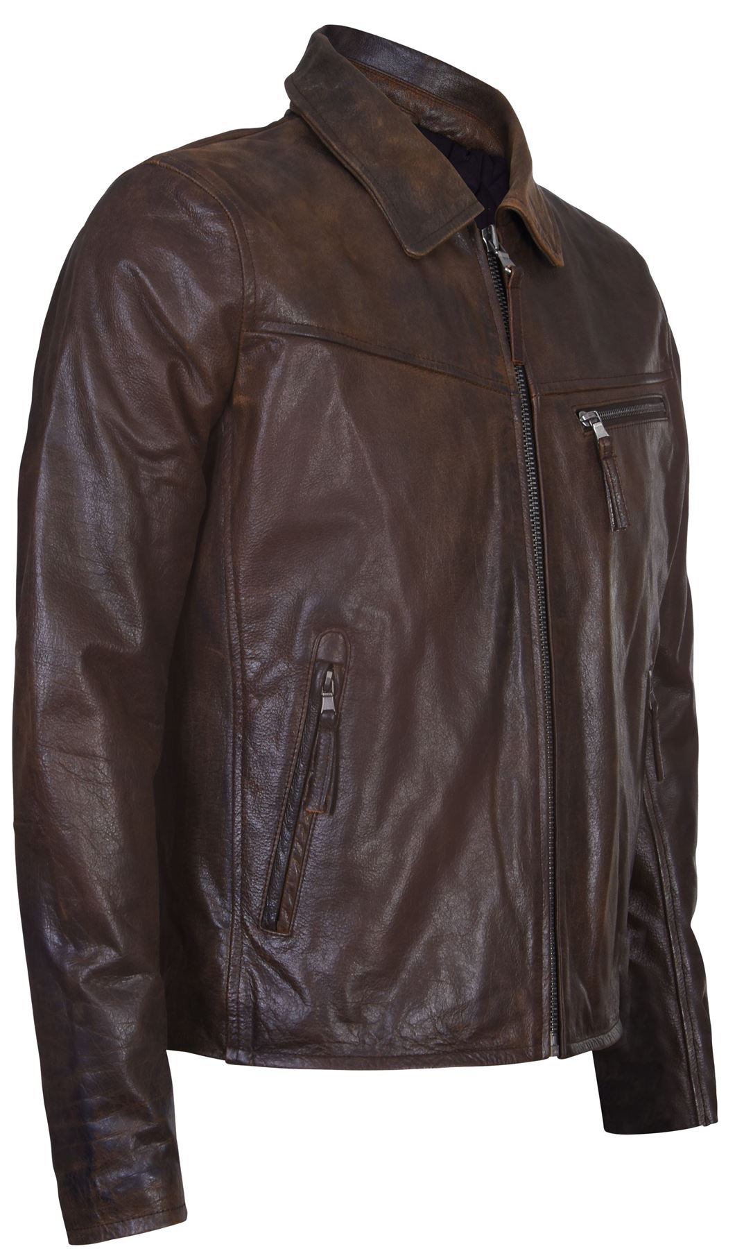 Mens Cow Hide Harrington Leather Biker Jacket-Sleaford