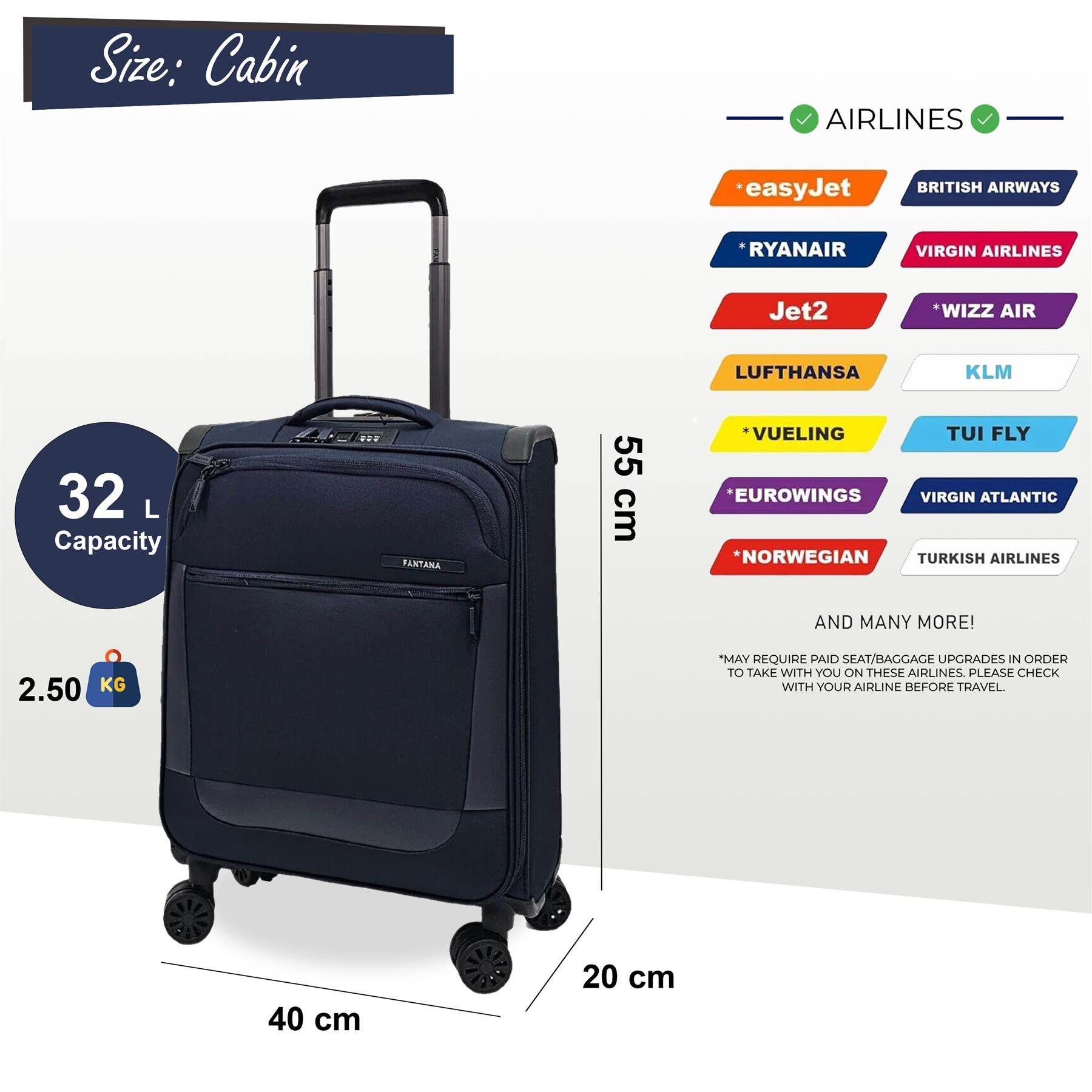 Lightweight 4 Wheel Luggage Suitcase