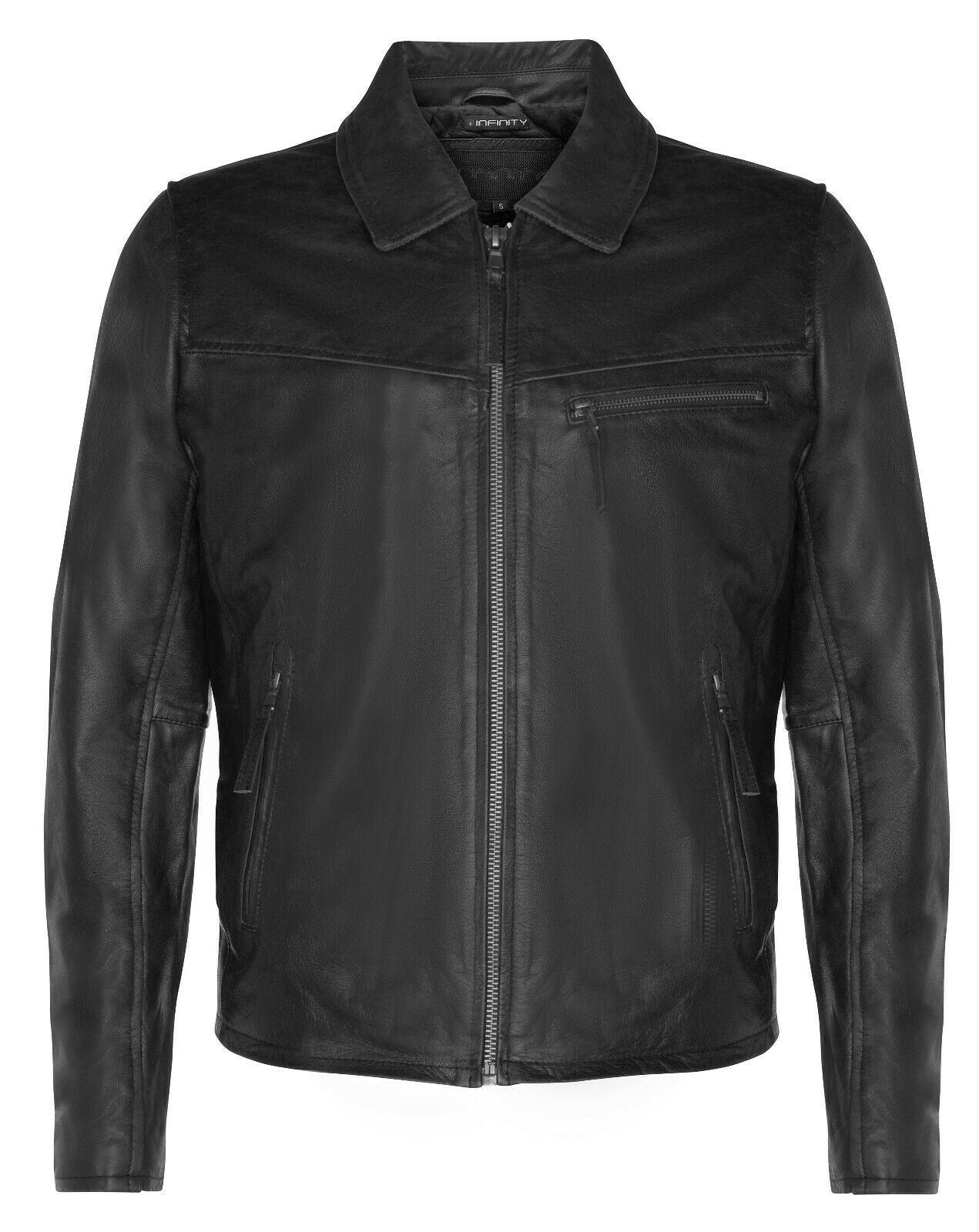 Mens Cow Hide Harrington Leather Biker Jacket-Sleaford