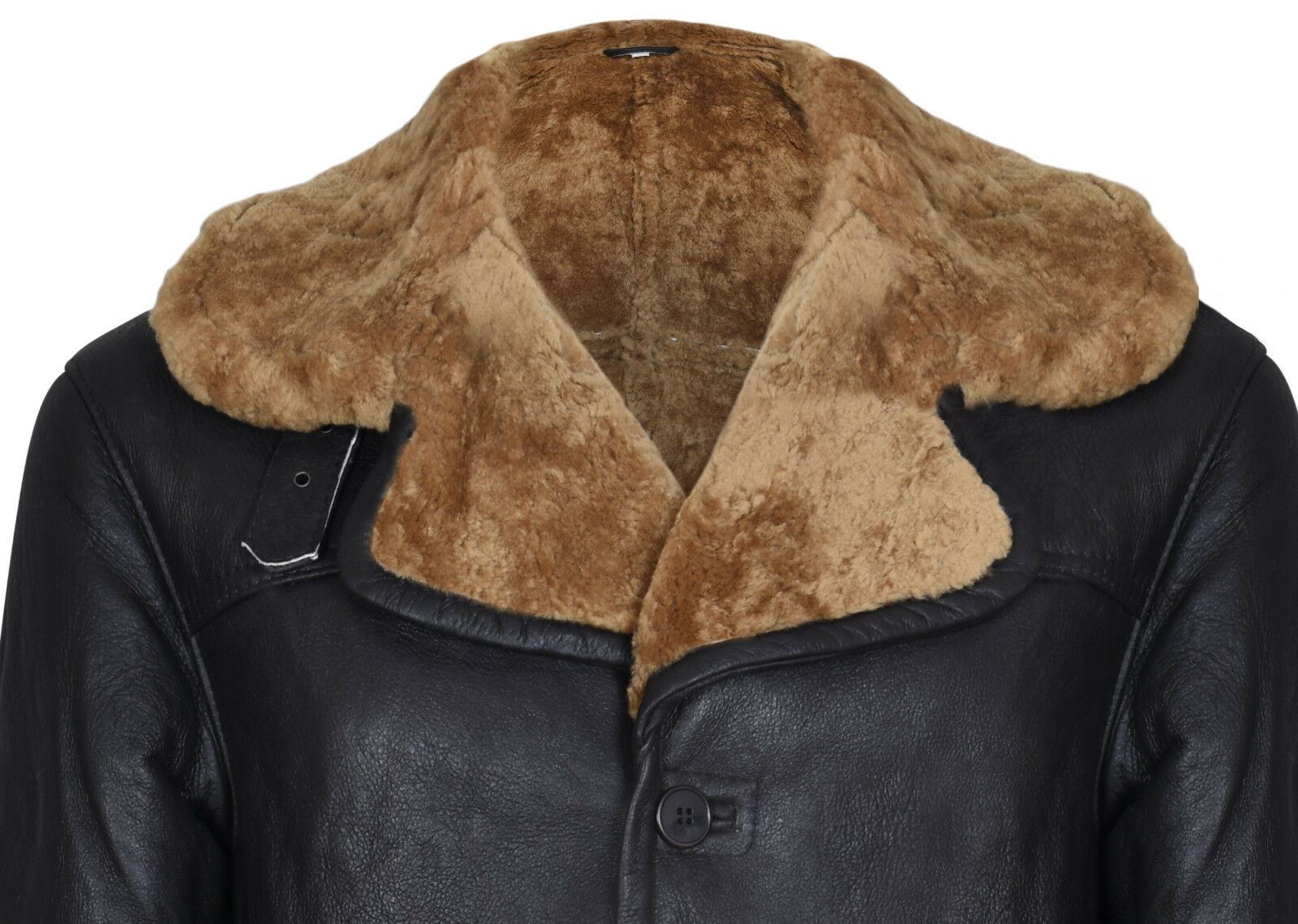 Mens Long Shearling Sheepskin Crombie Coat-Leiston
