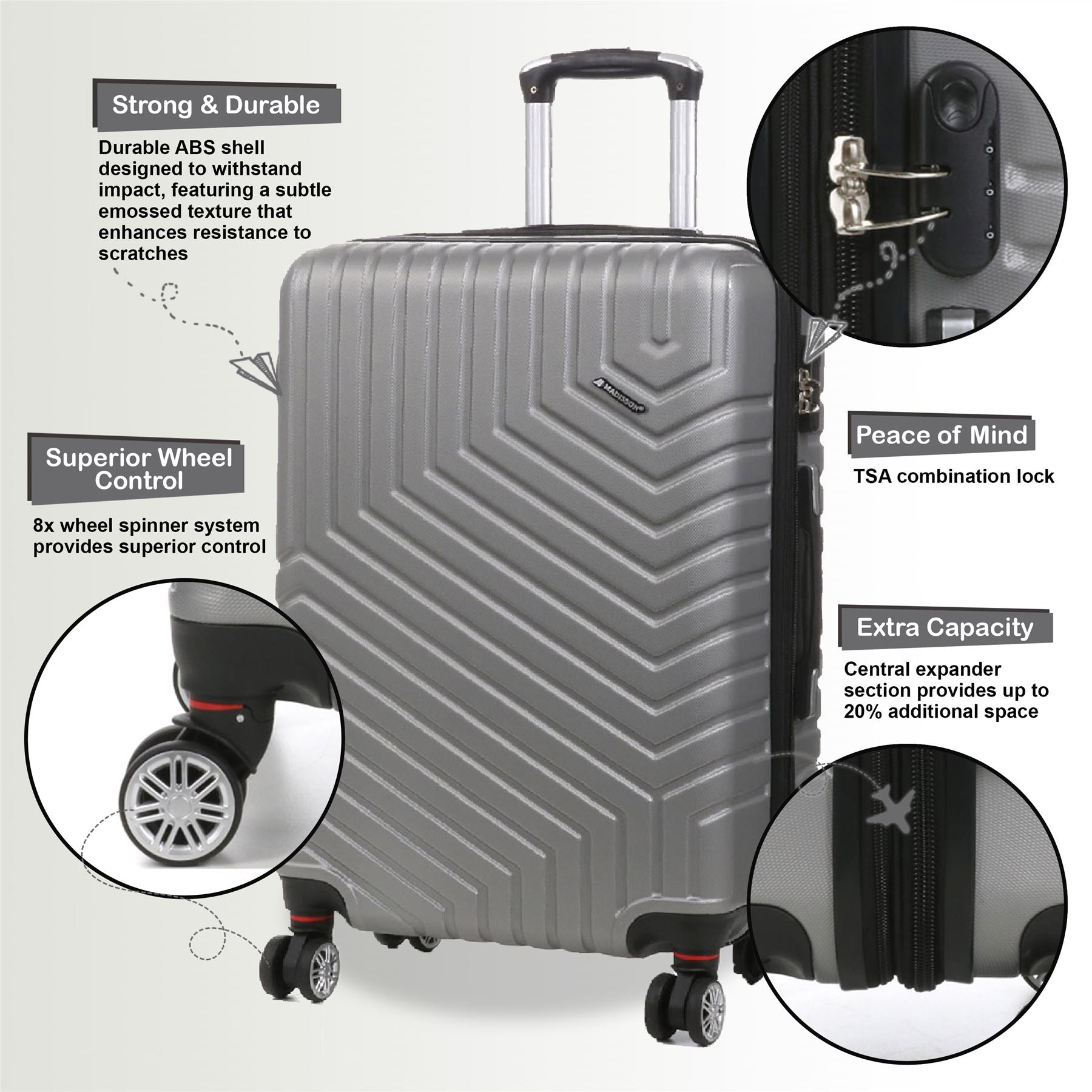 Bega Large Hard Shell Suitcase in Silver