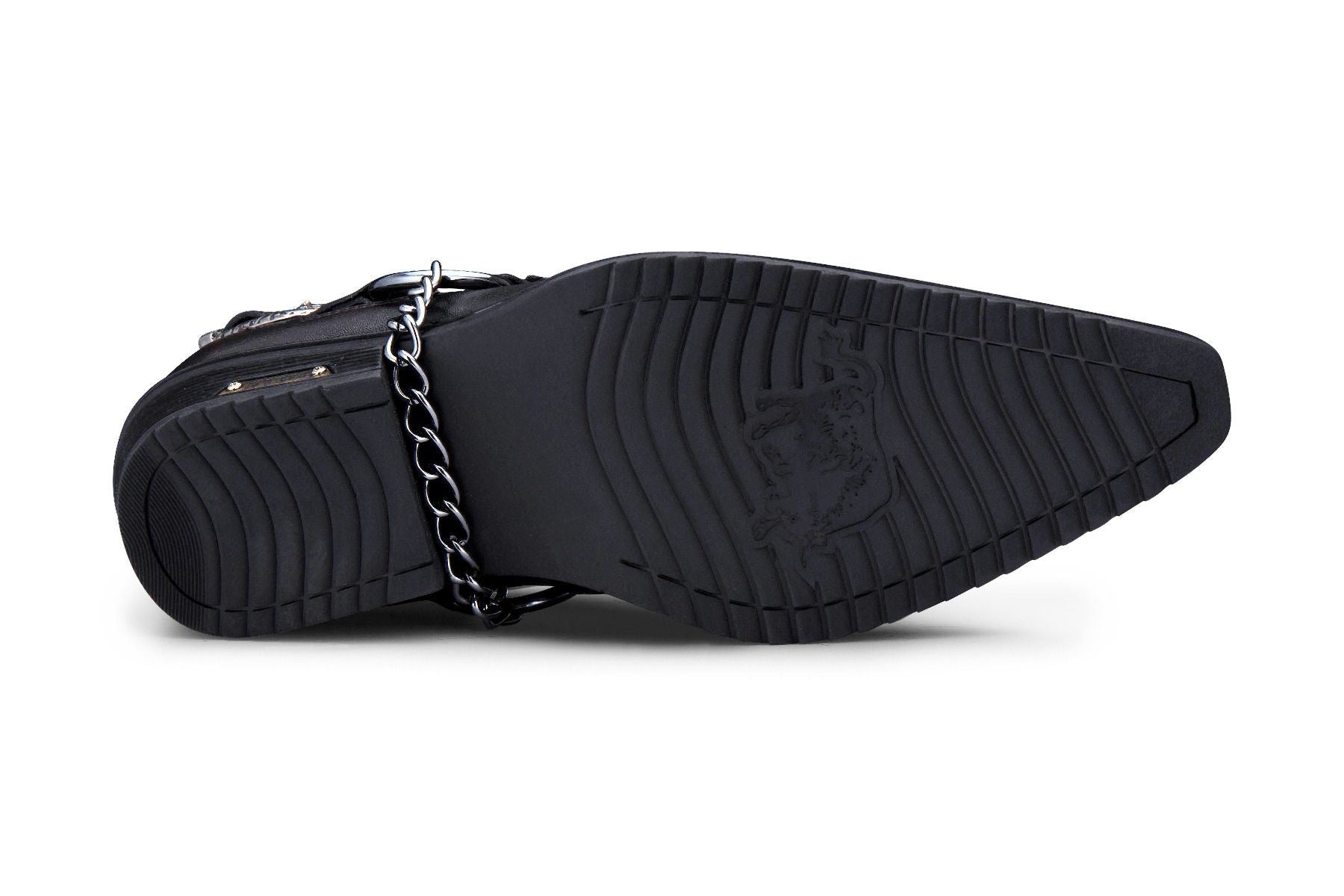 Mens Black Leather Winklepicker Studded Western Biker Boots