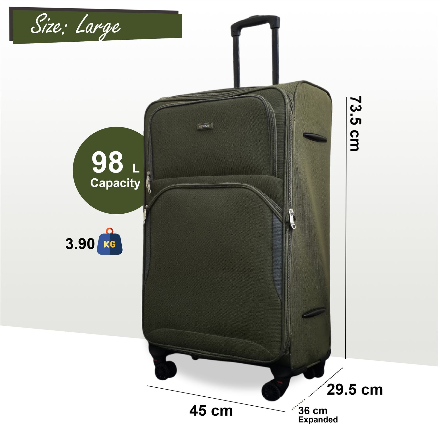 Gosford Large Soft Shell Suitcase in Green