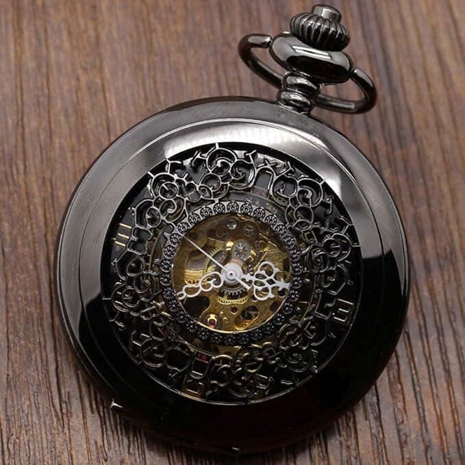 Antique Brass Alloy Skeleton Half Hunter Pocket Watch