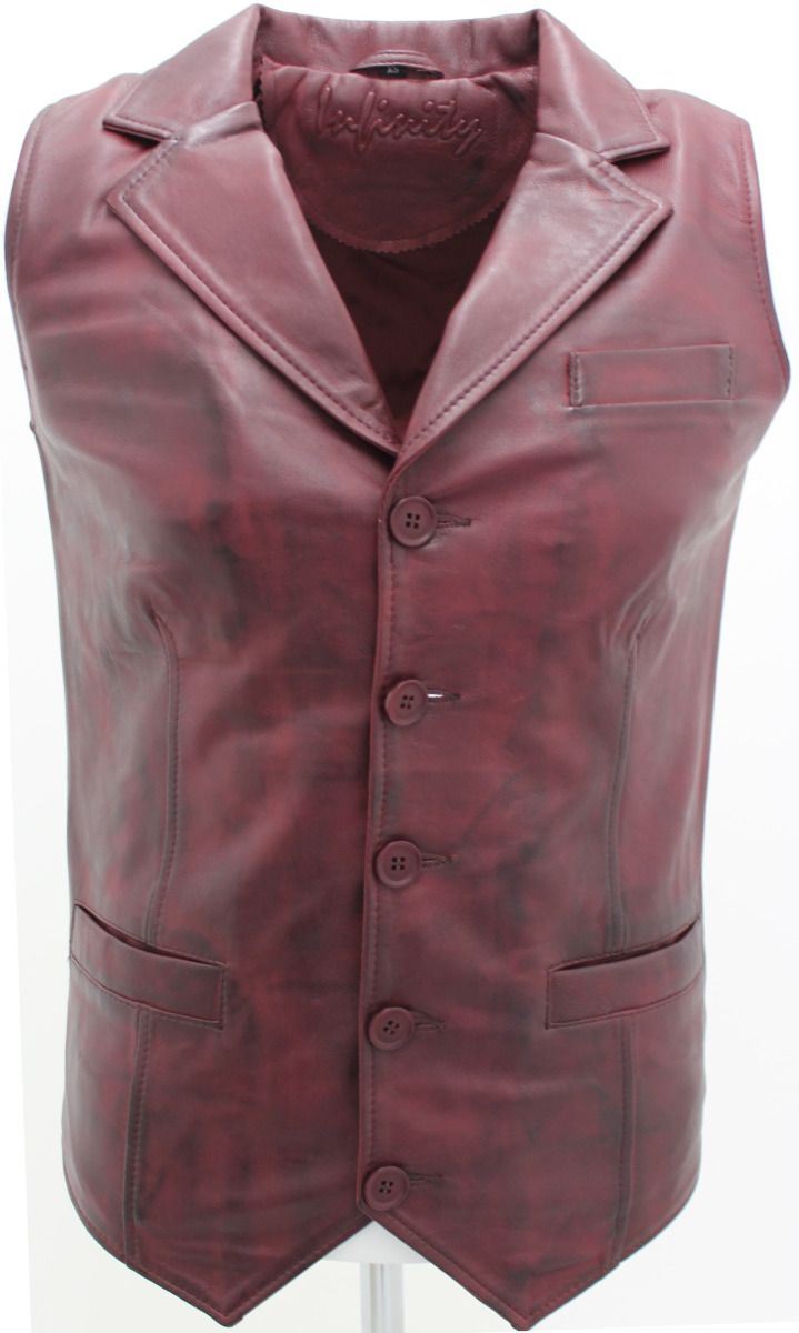Mens Classic Leather Waistcoat-Gosport