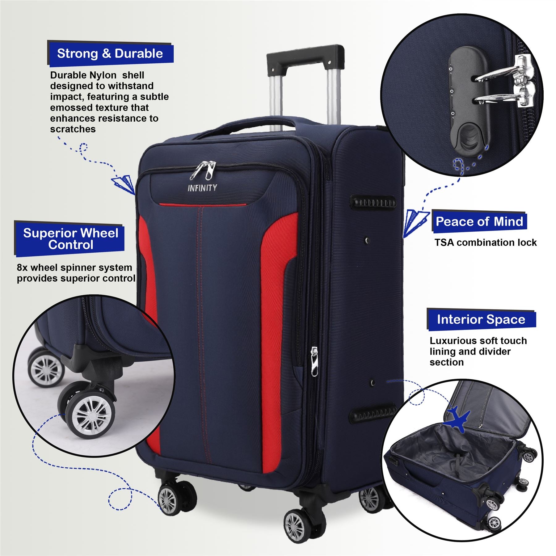 Delta Cabin Hard Shell Suitcase in Navy
