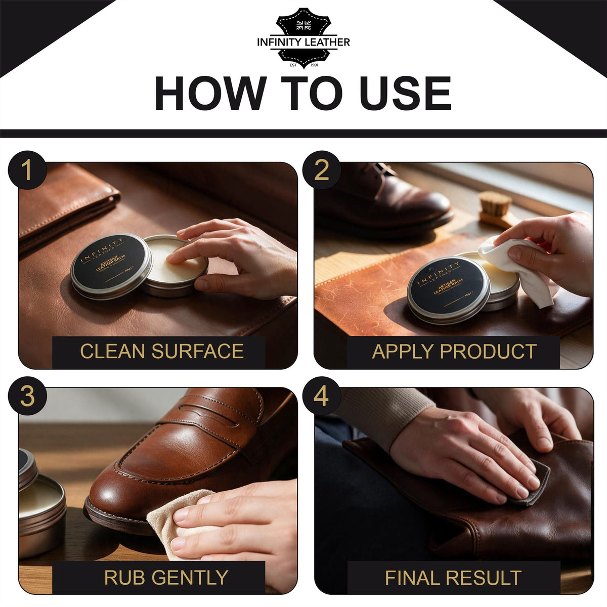 Nourishing Leather Conditioner for Shoes & Bags, 2 Pack Leather Balm