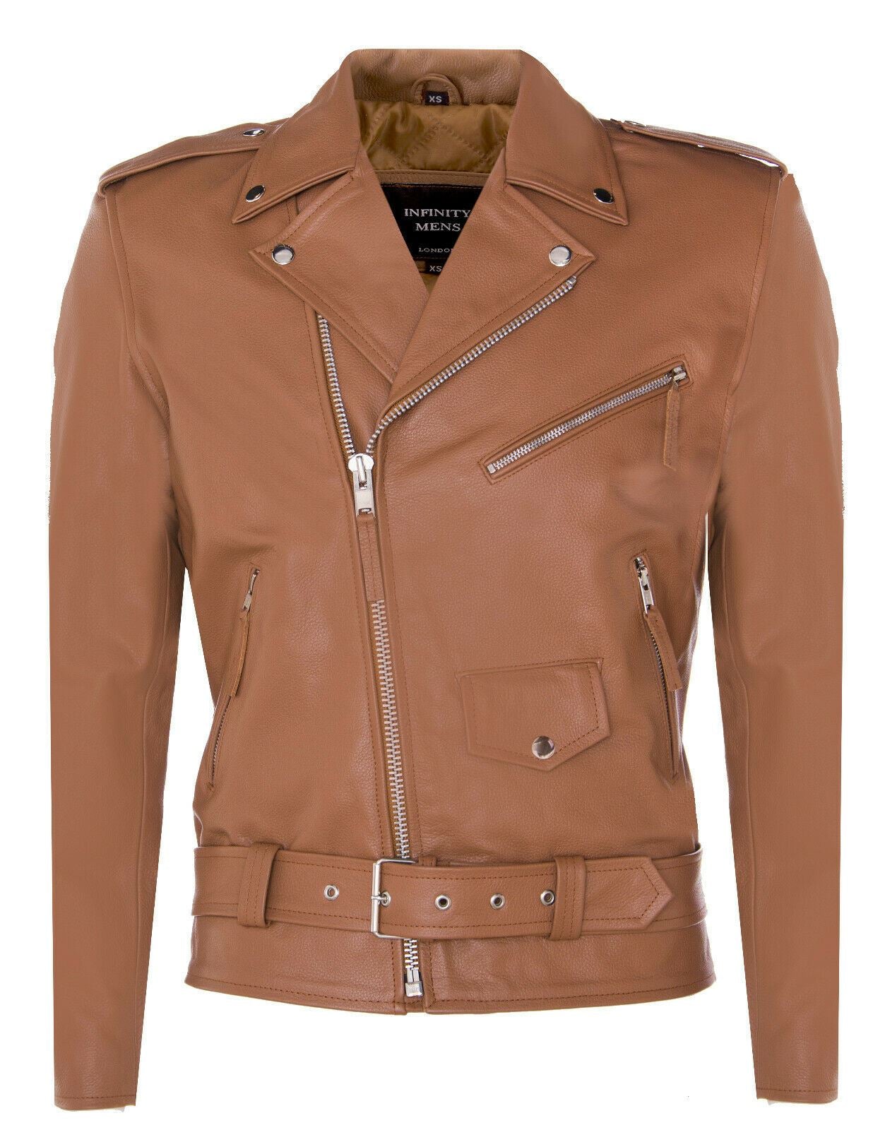 Mens Cow-Hide Brando Biker Jacket -Sandy