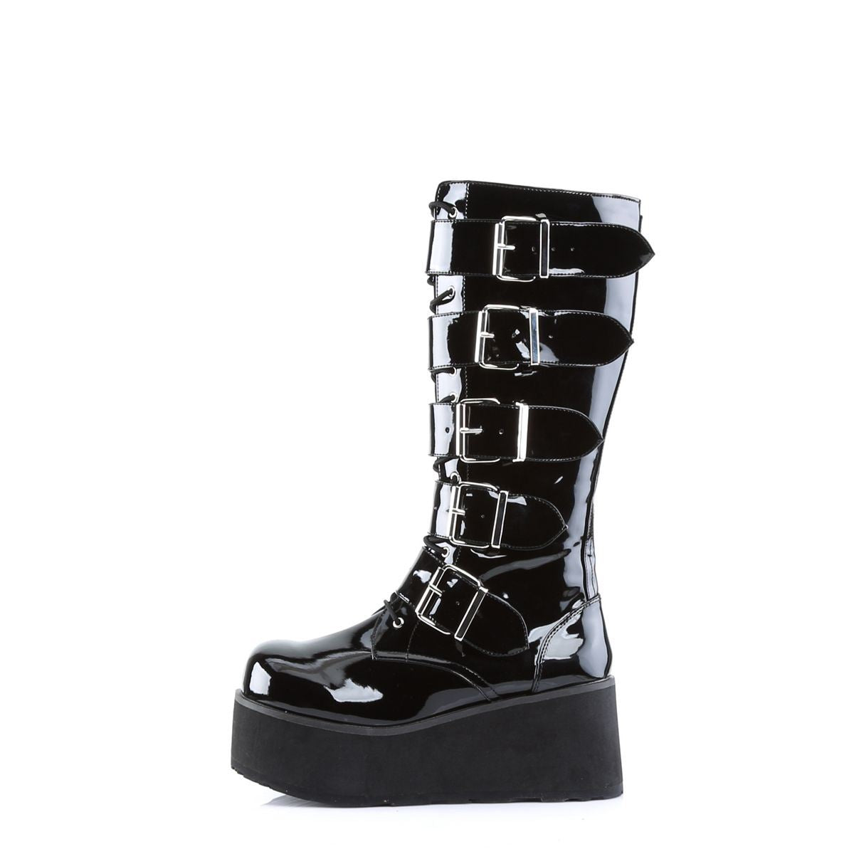 Demonia Trashville 518 Black Patent Leather Mid Calf Boots