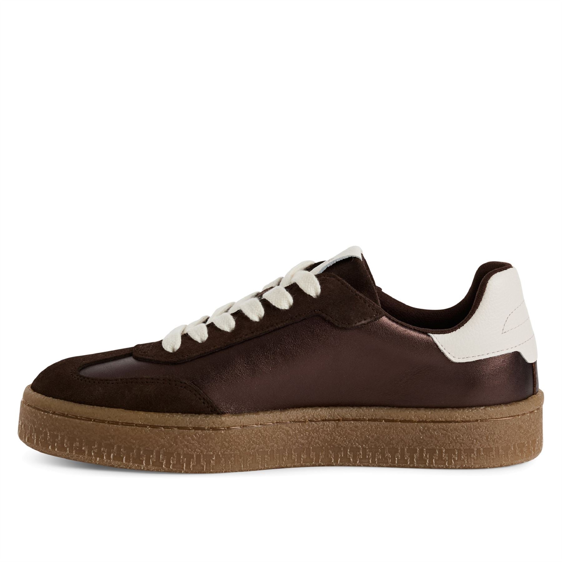 Tamaris Womens Brown White Suede Leather Fashion Lace Up Sneakers