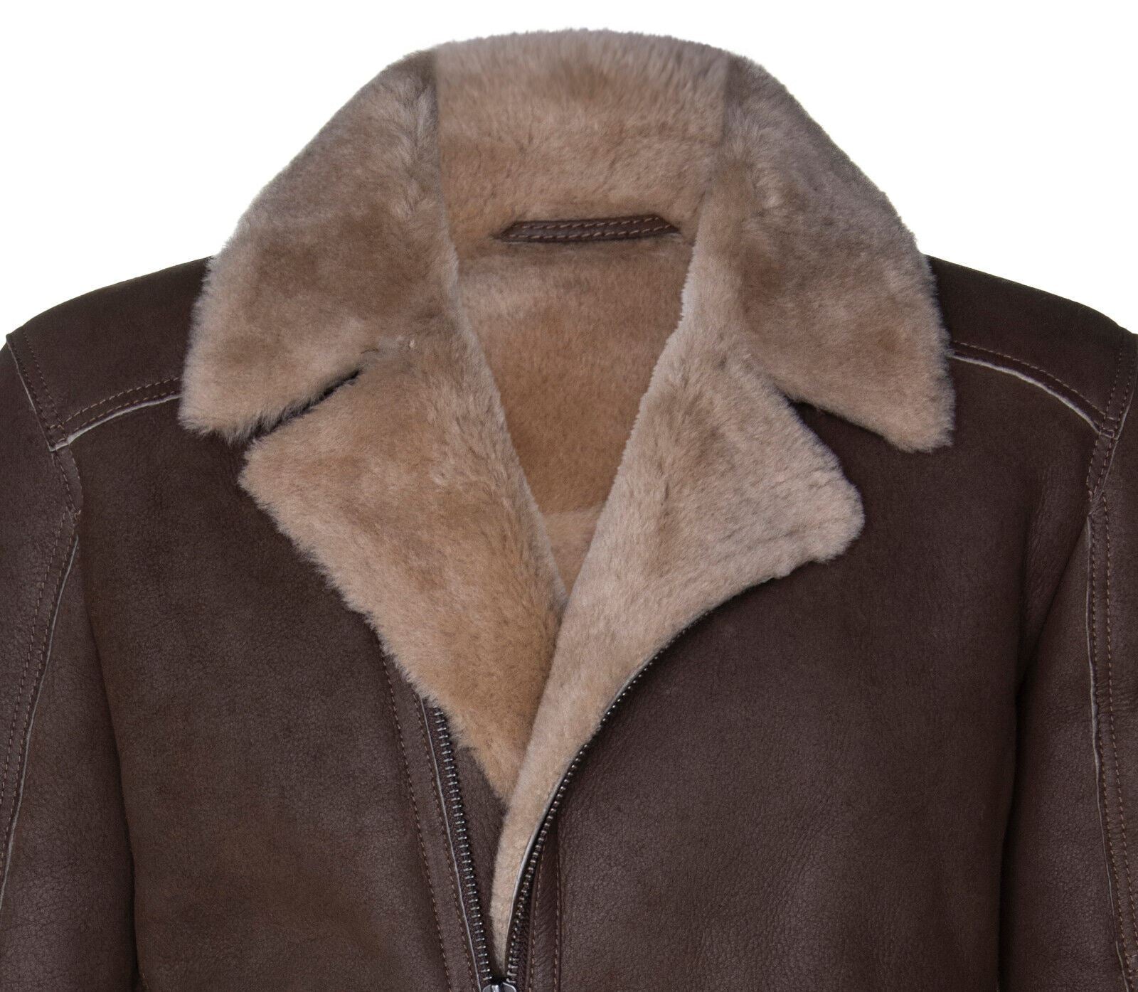 Mens Sheepskin Aviator Leather Biker Jacket-Horwich
