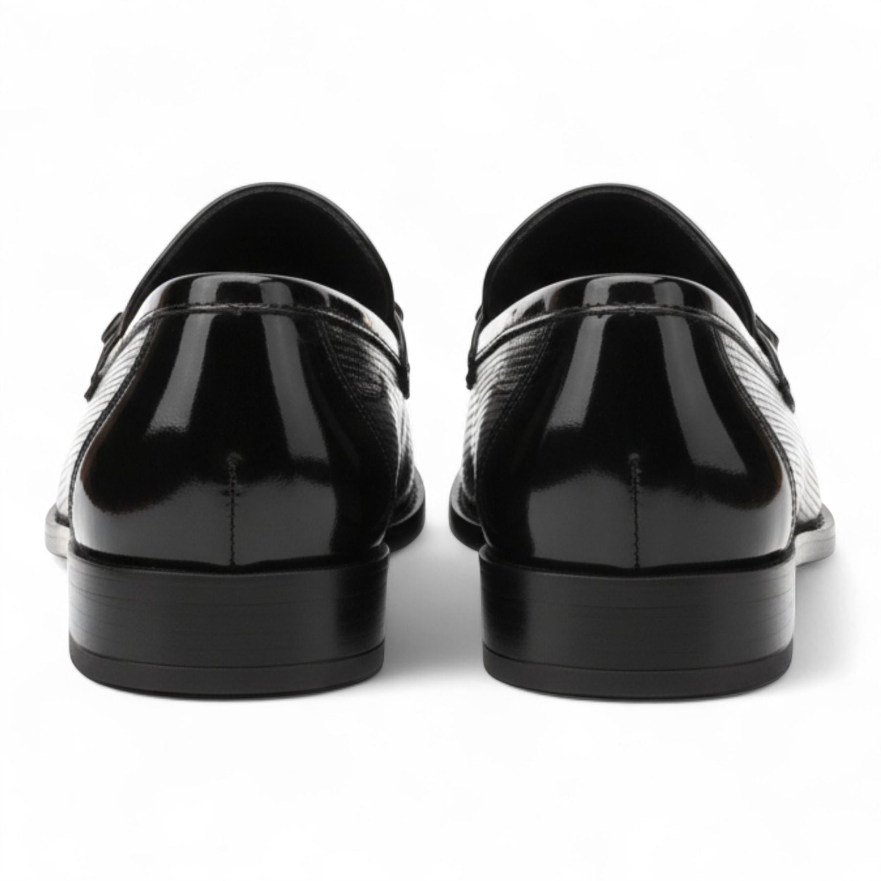 Mens Black Patent Faux Leather Formal Loafers Shoes