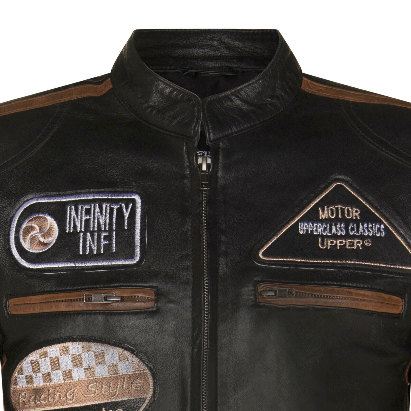 Mens Versatile Leather Biker Jacket-Stone