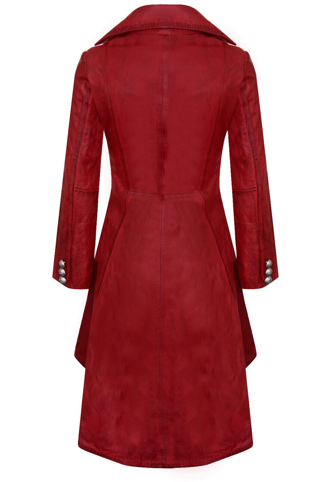 Womens Goth Leather Edwardian Flare Coat-Rushmoor