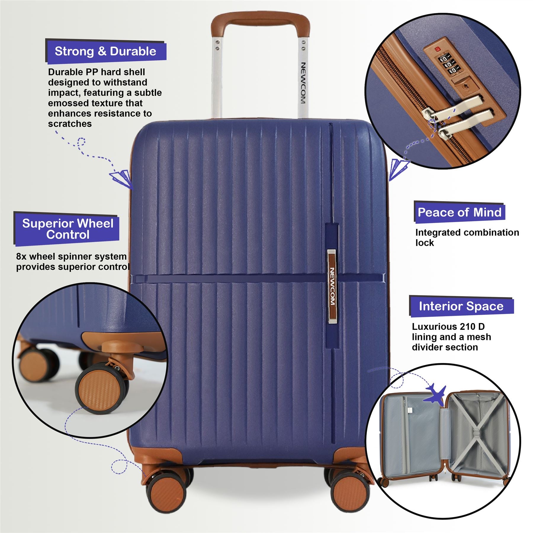 Corowa Large Hard Shell Suitcase in Teal Blue