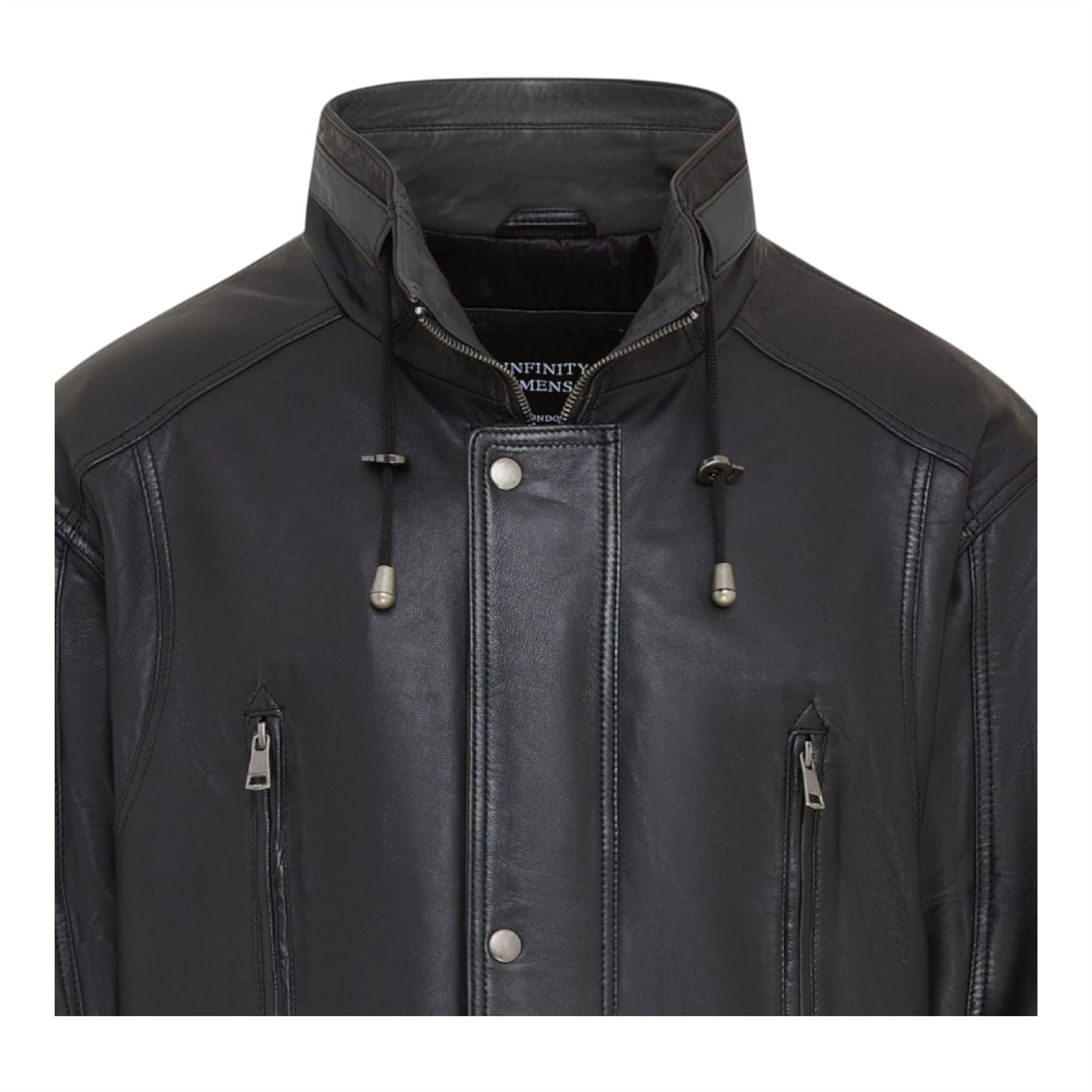 Mens Soft Italian Leather Parka Coat-Winnipeg