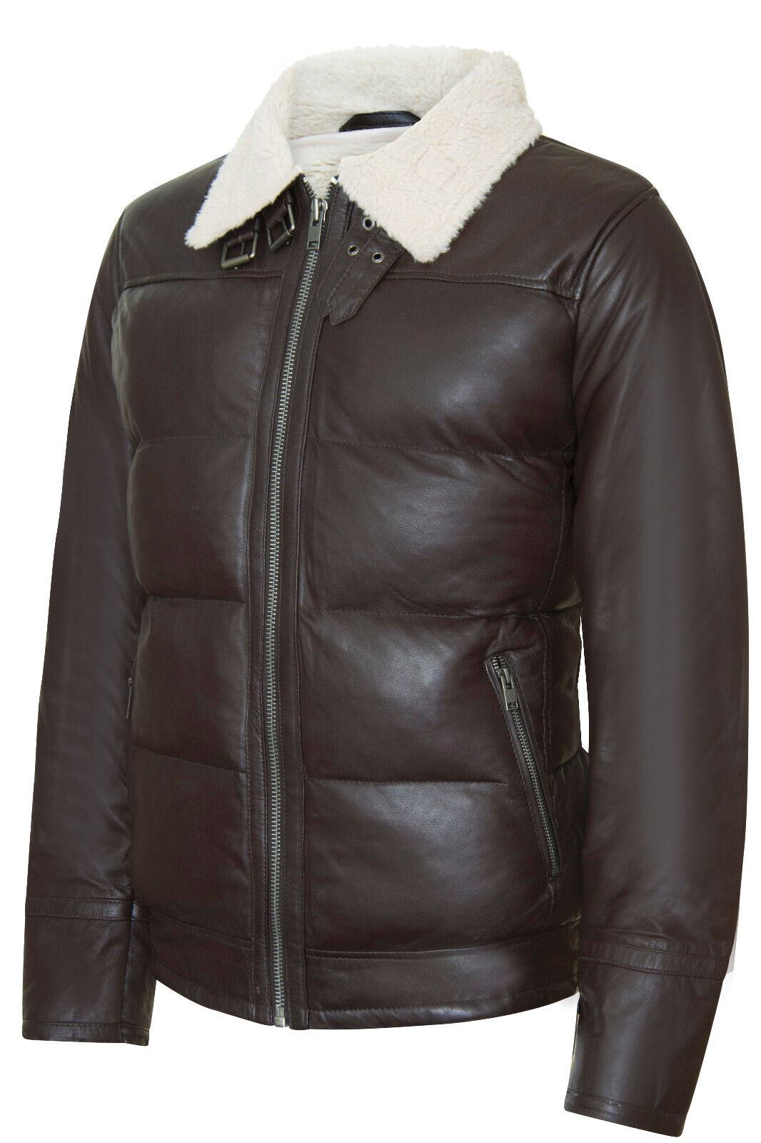 Mens Quilted Leather Biker Jacket - Thaxted