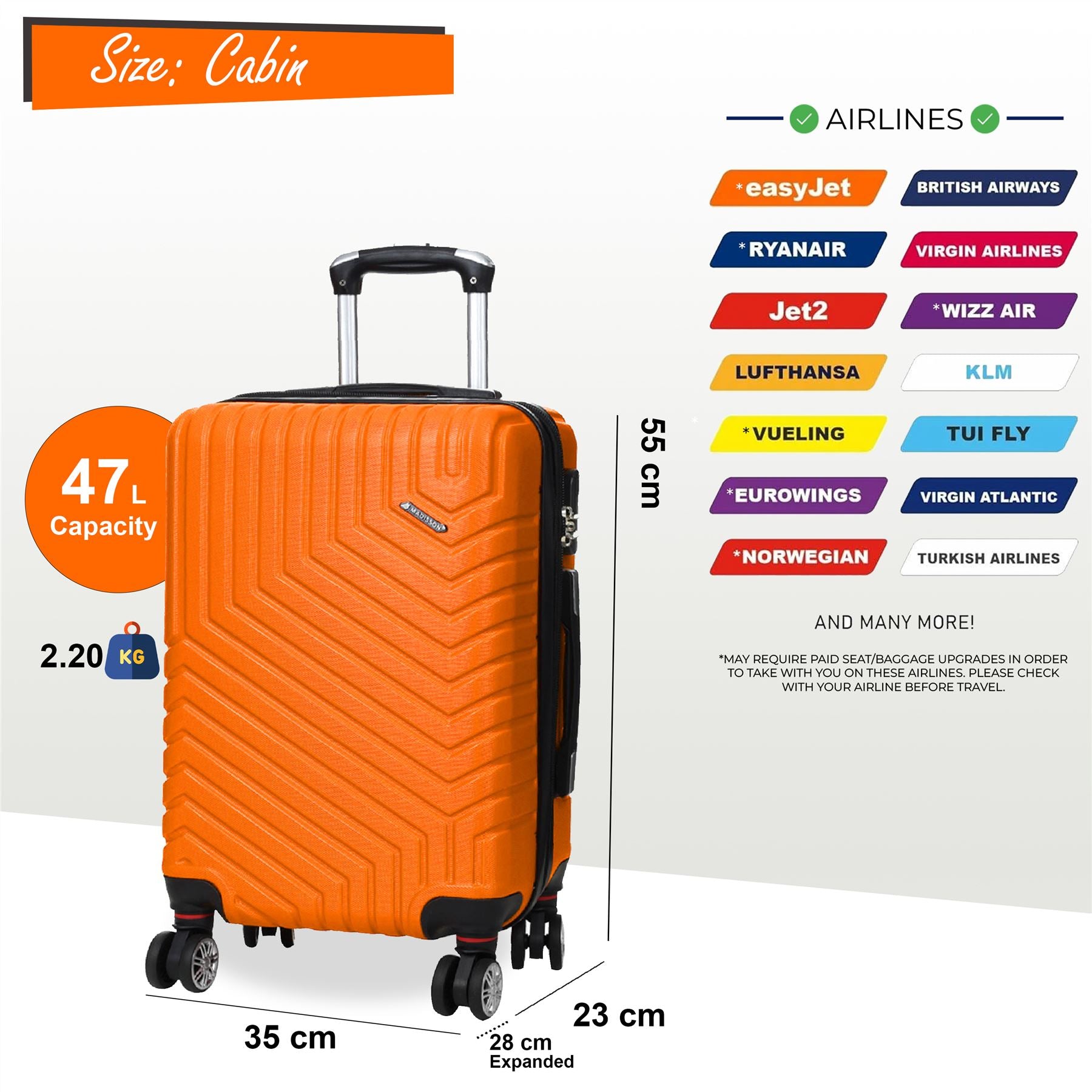 Bega Cabin Hard Shell Suitcase in Orange
