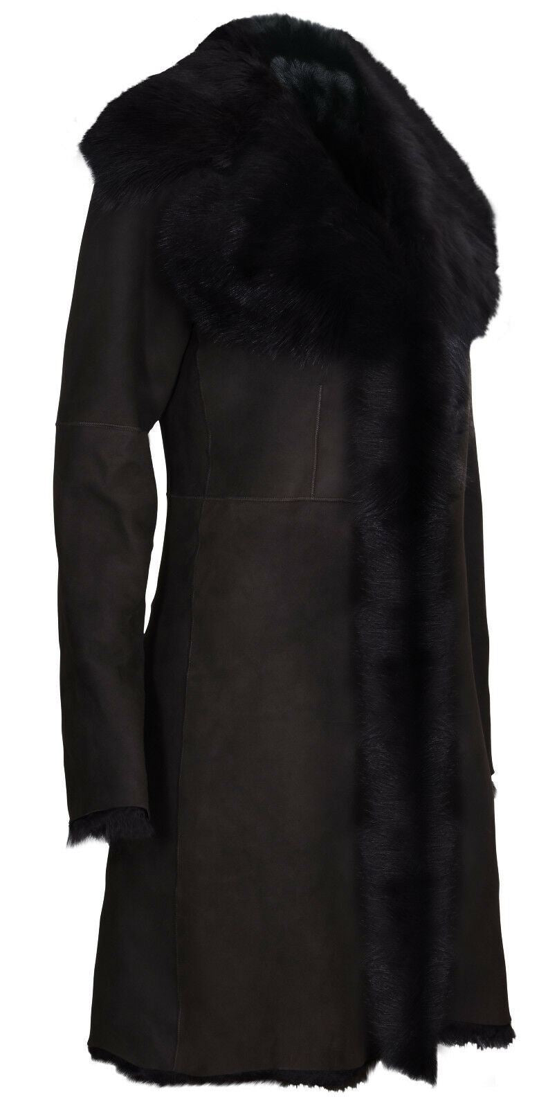 Womens Suede Toscana Sheepskin Trench Coat-Rochester