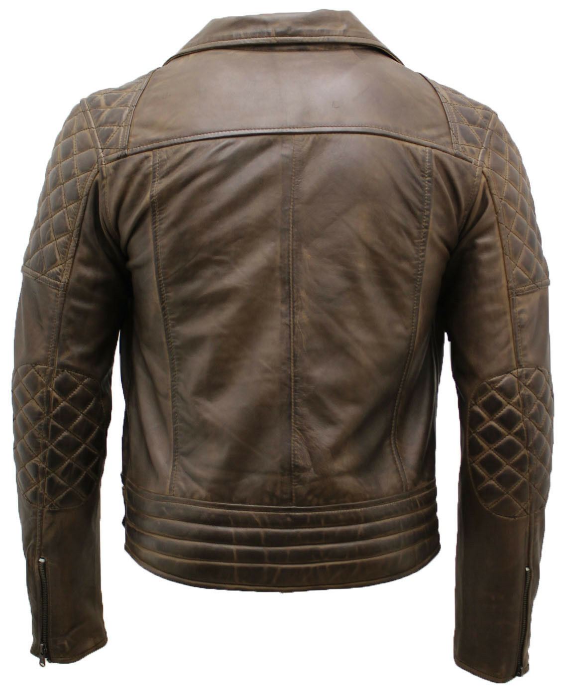 Mens Quilted Leather Biker Jacket-Stonehouse