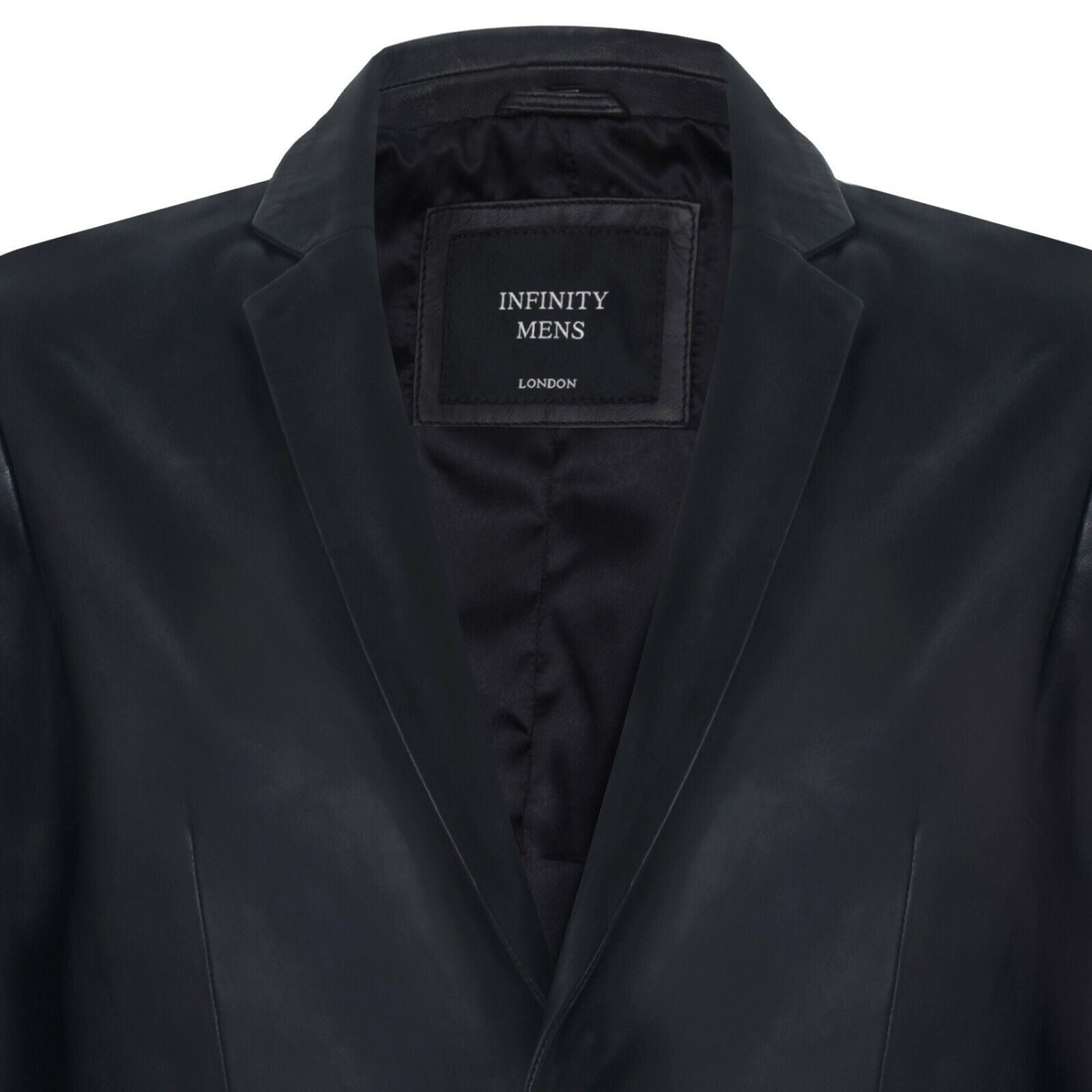 Mens Leather Classic 2 Button Blazer Jacket-Dronfield