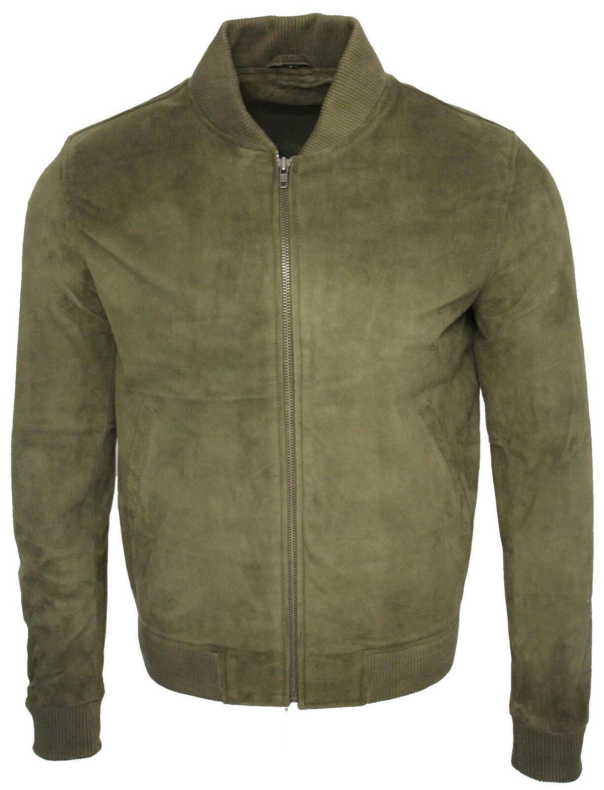 Mens Suede Varsity Leather Bomber Jacket-Castleford - Upperclass Fashions