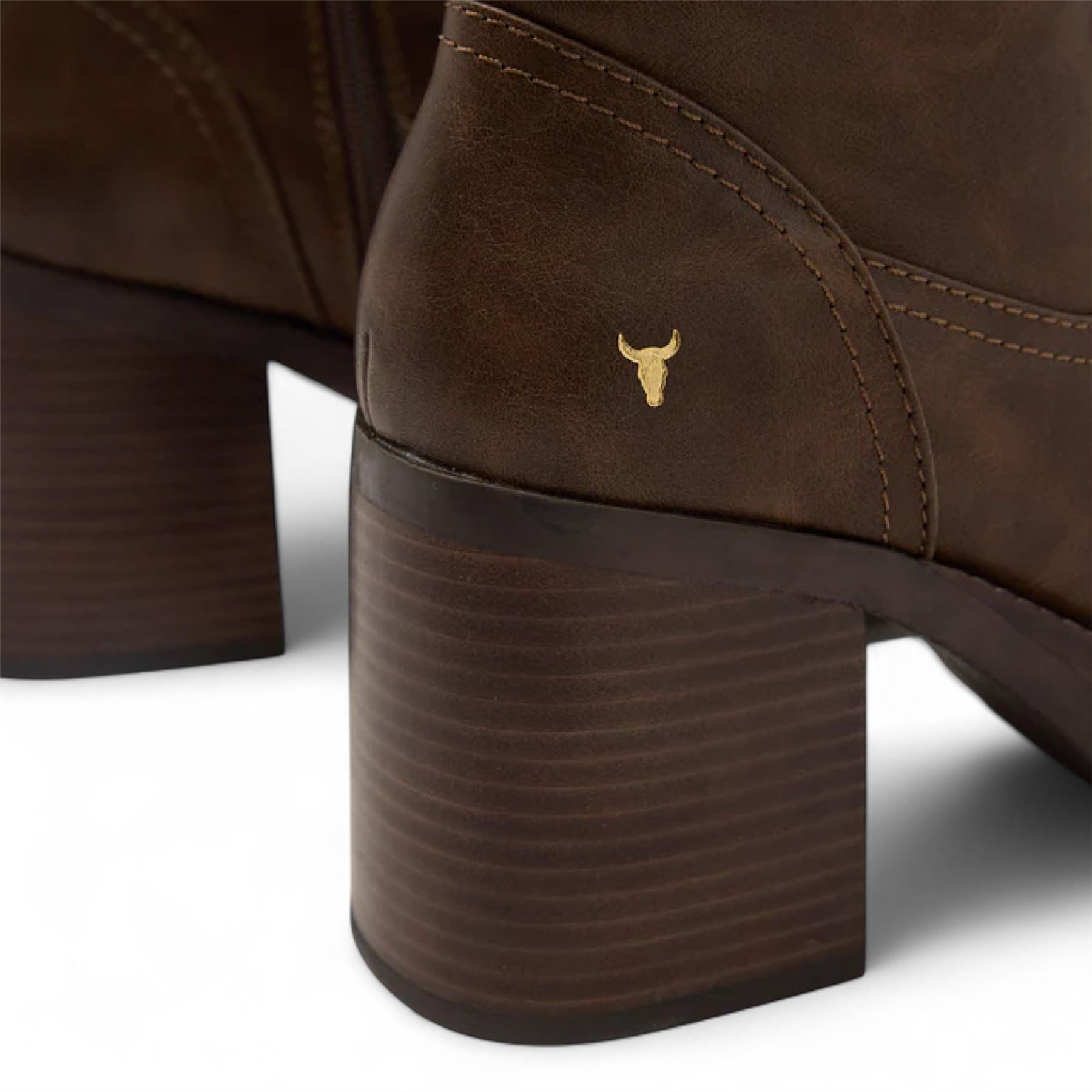 Windsorsmith Womens Oak Brown Faux Leather Knee-High Platform Heel Boots - Niche