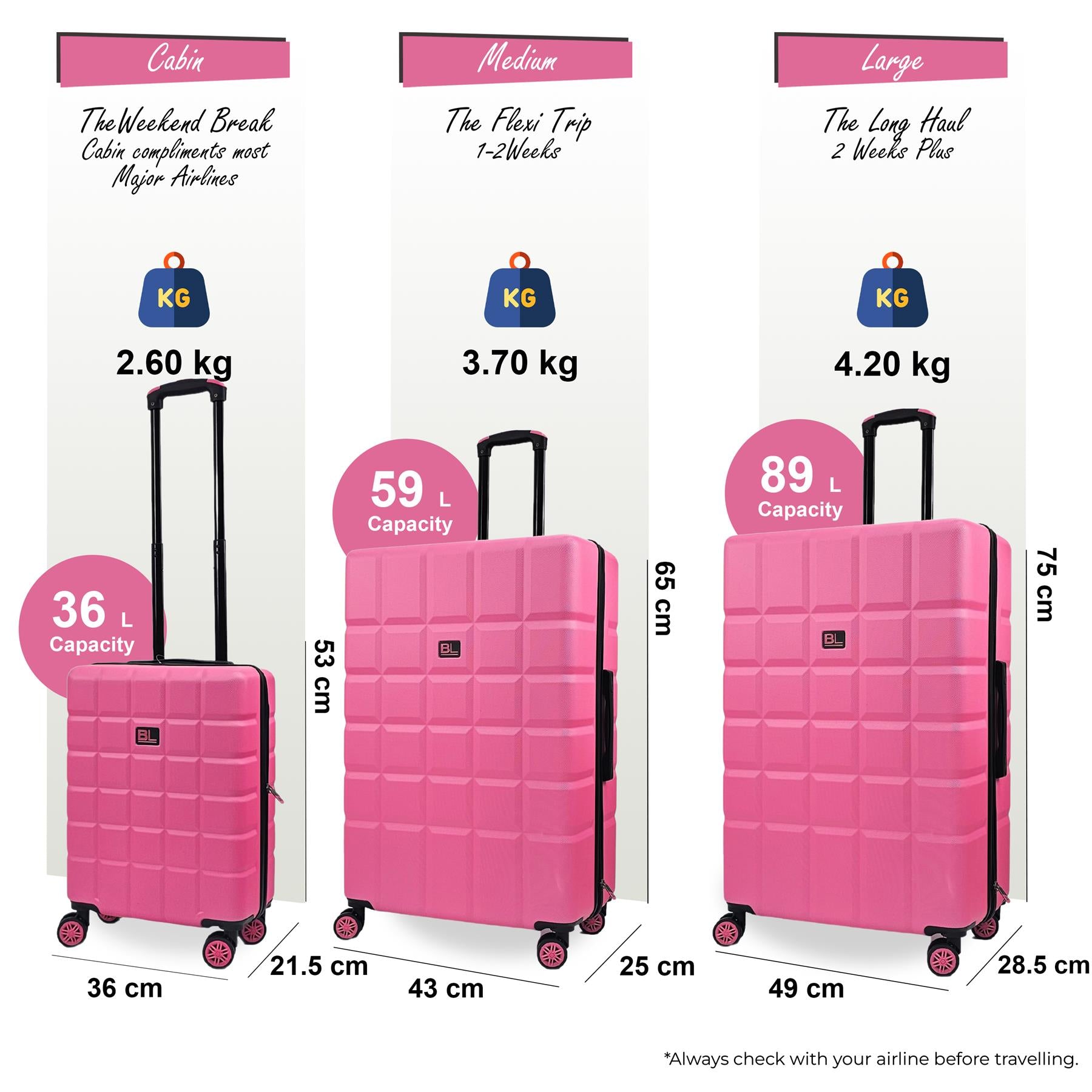 Hard Shell Classic 4 Wheel Travel Suitcase Set