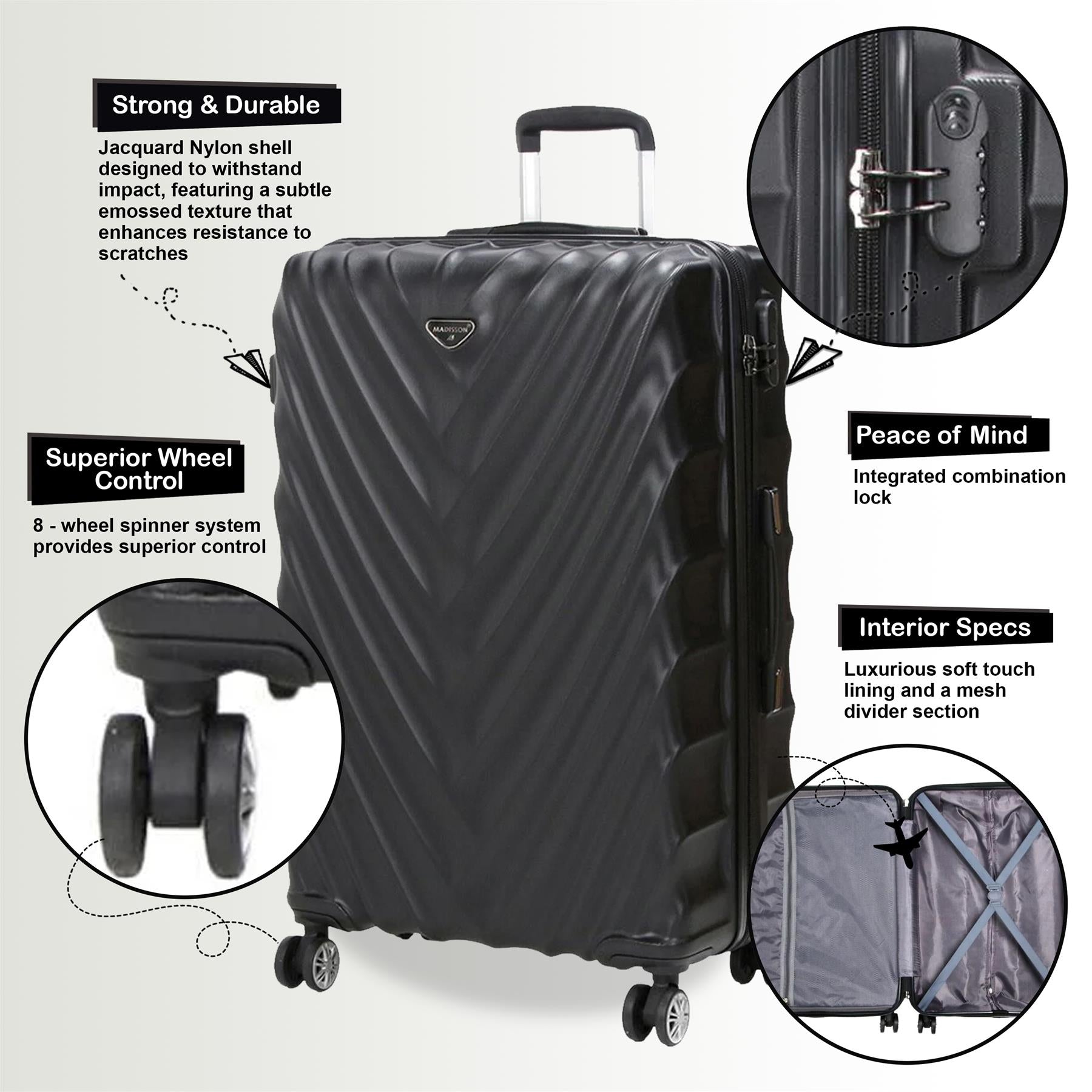 Chatom Large Hard Shell Suitcase in Black