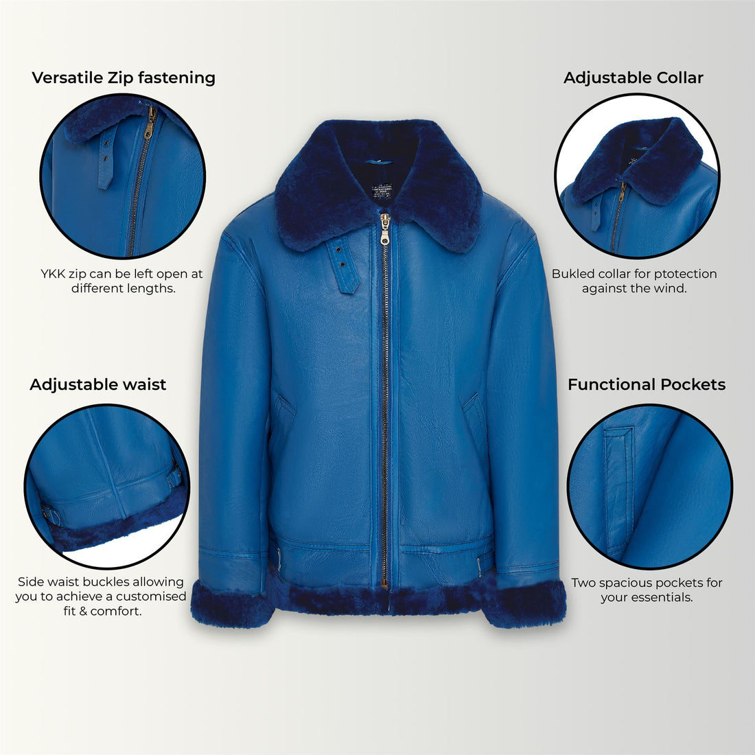 Mens B3 Bomber RAF Aviator Sheepskin Jacket -Wyndham