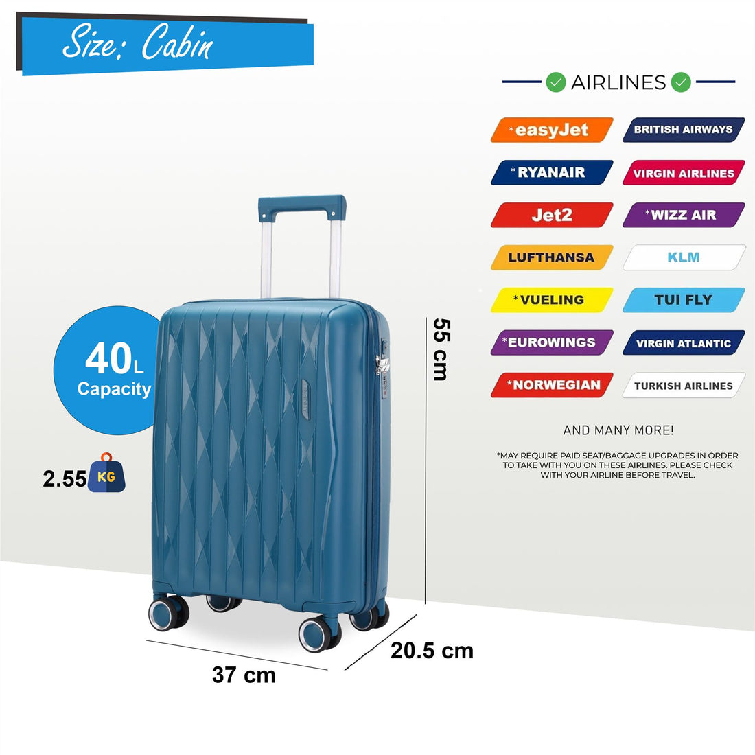Burnaby Cabin Hard Shell Suitcase in Teal Blue